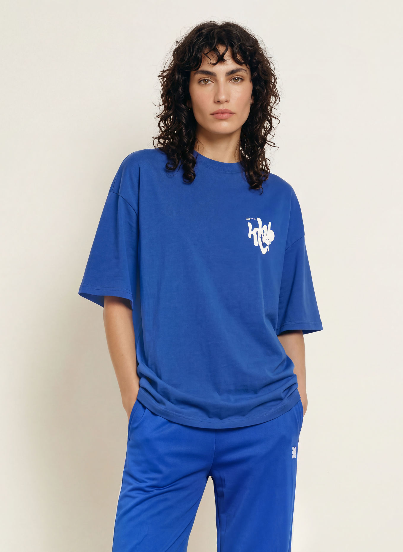 KARO KAUER T-shirt oversize: BLEU / BLANC