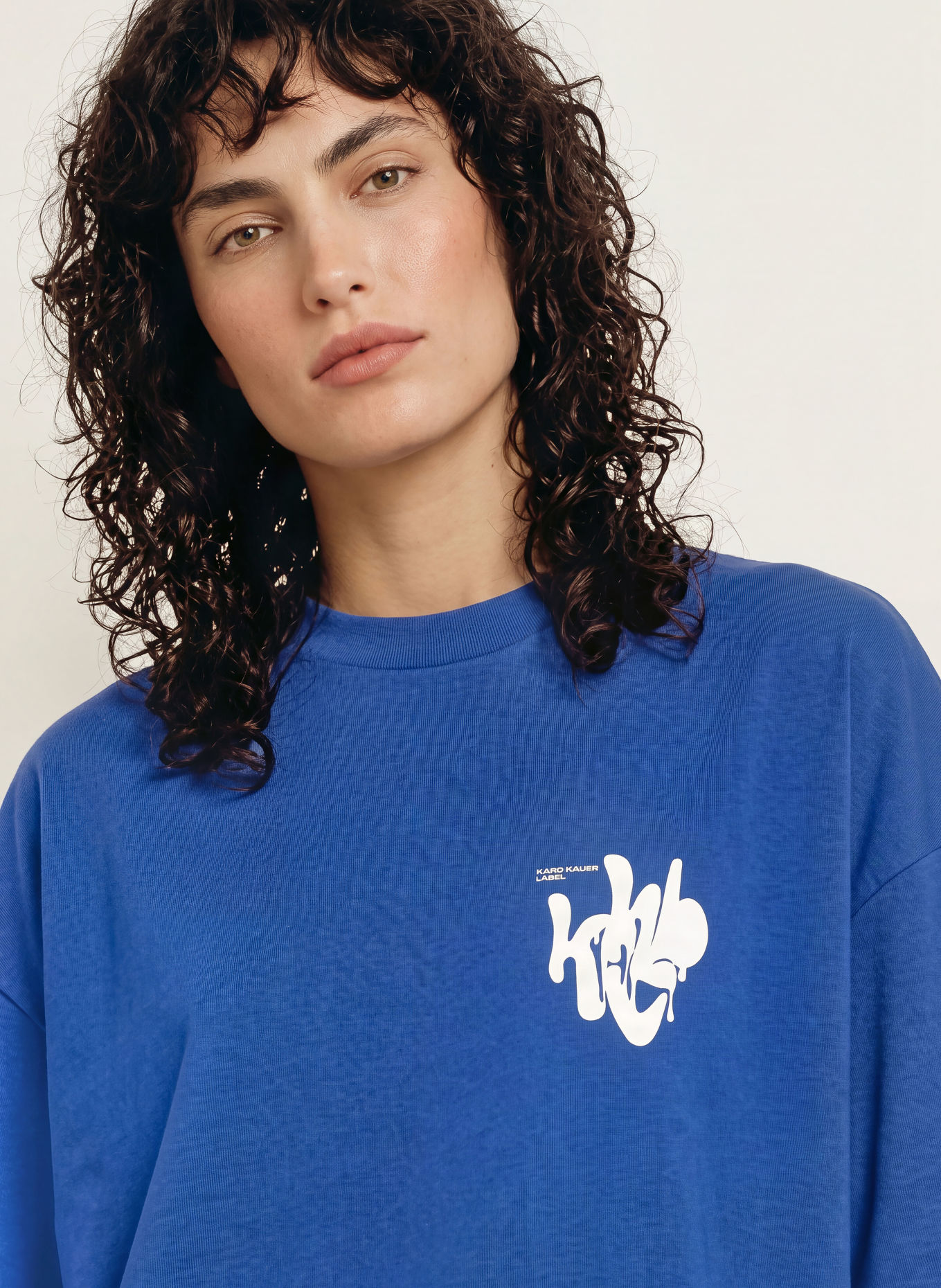 KARO KAUER T-shirt oversize: BLEU / BLANC