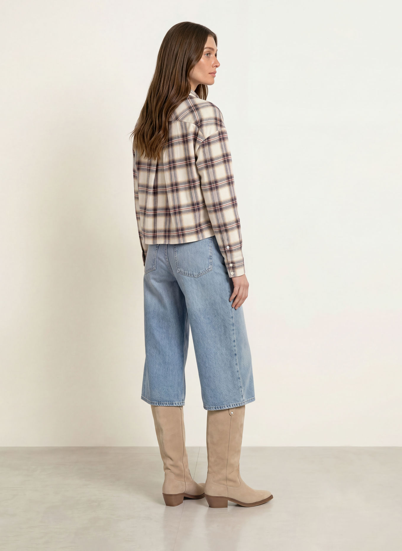 BOSS BEA Flannel Shirt Blouse: BROWN / ECRU / RED