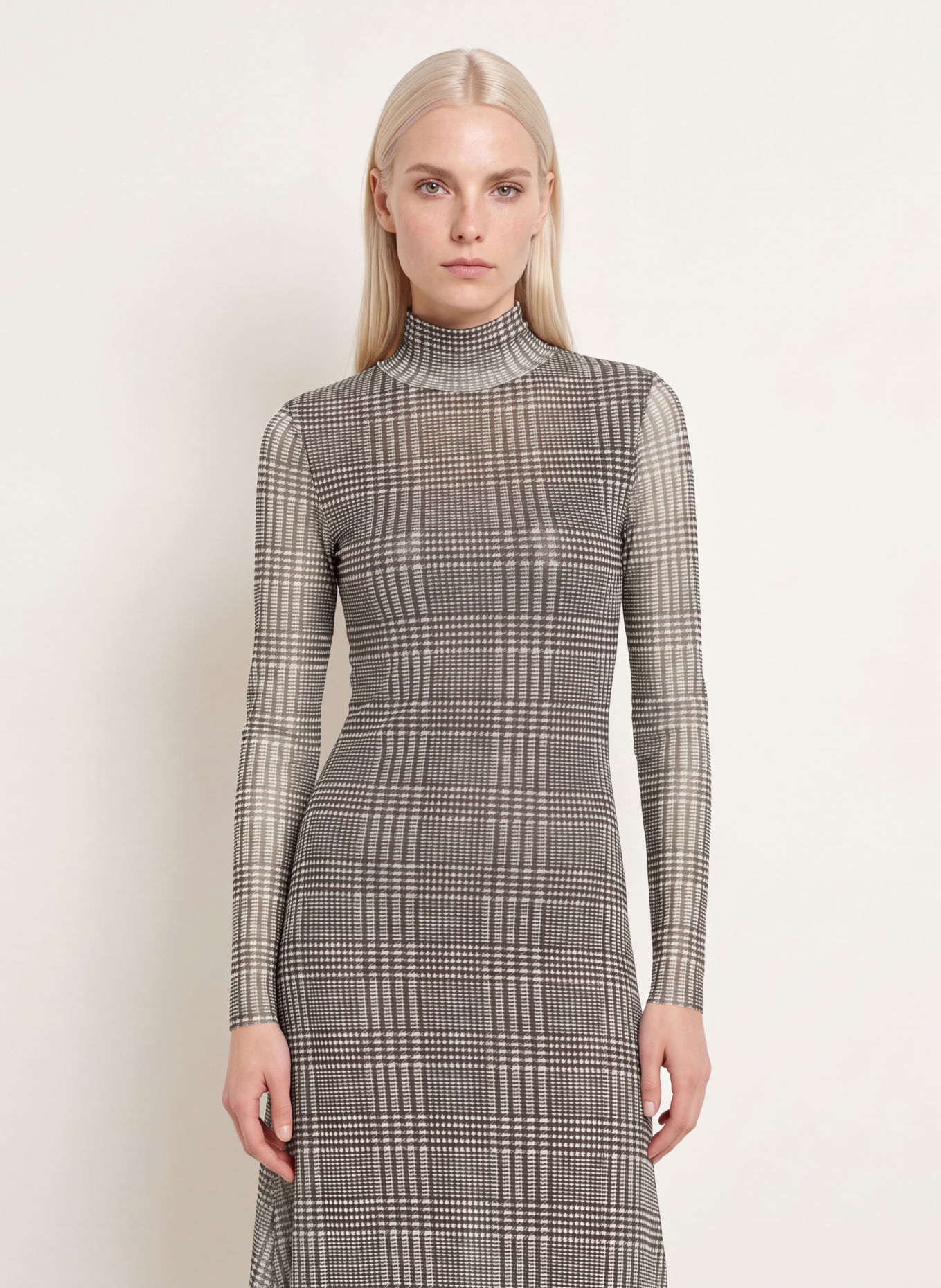 Rich & Royal Mesh-Kleid: DUNKELBRAUN / WEISS
