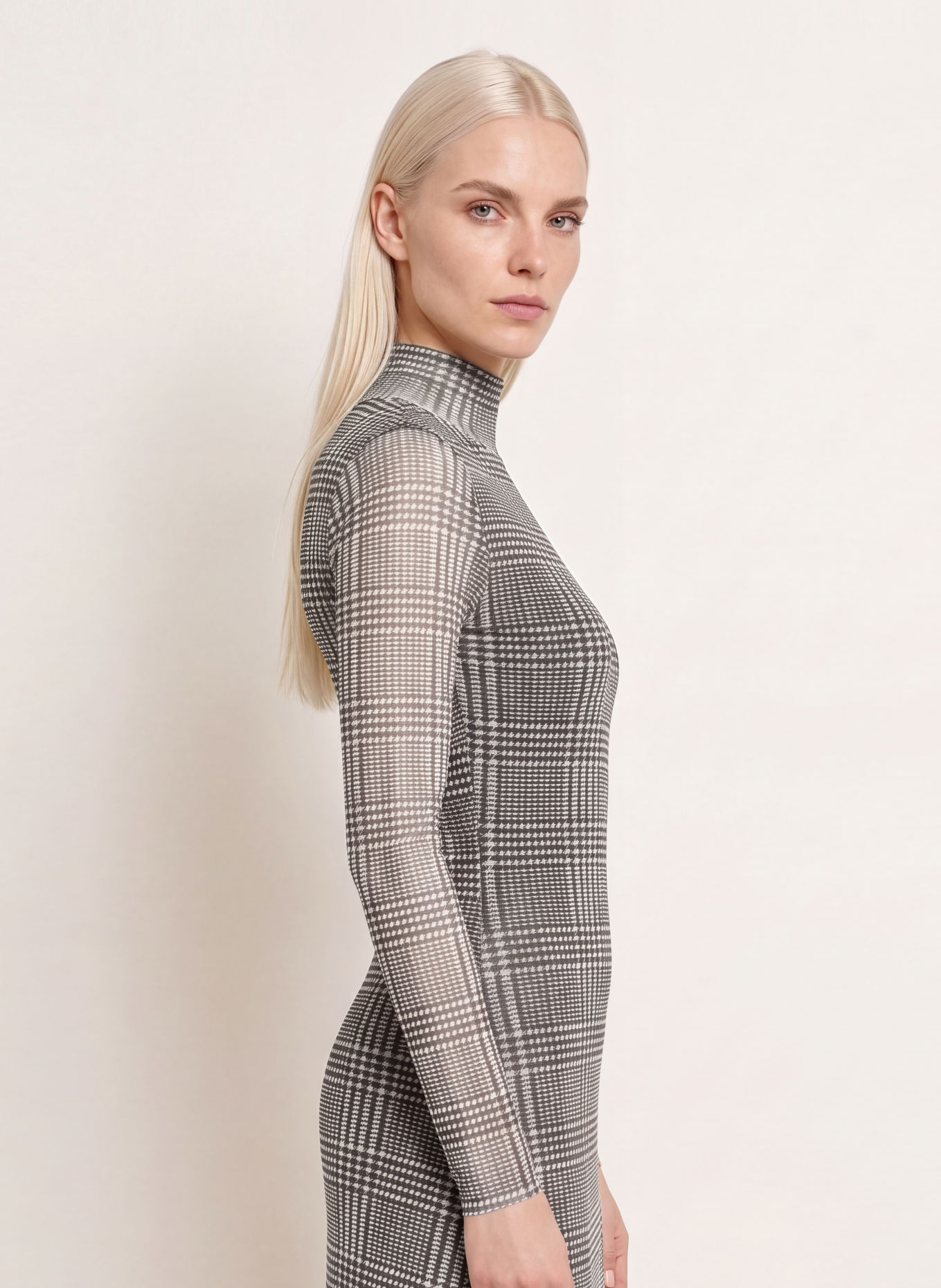 Rich & Royal Mesh-Kleid: DUNKELBRAUN / WEISS