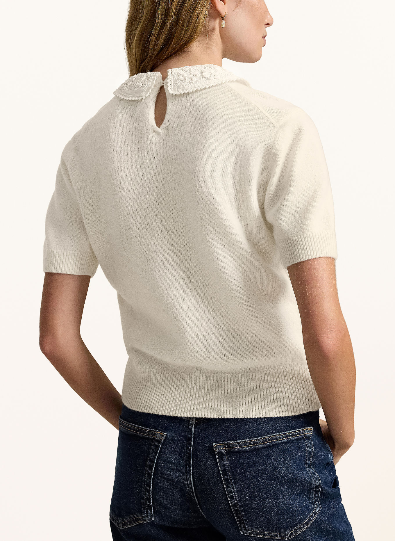 POLO RALPH LAUREN Strickshirt mit abnehmbarem Kragen: ECRU