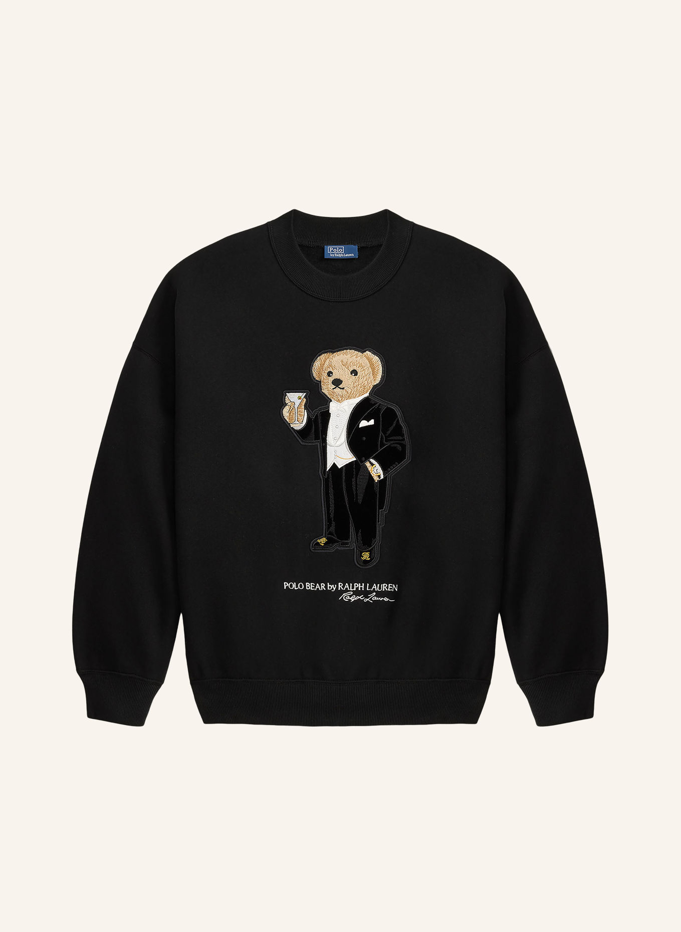 POLO RALPH LAUREN Sweatshirt: BLACK / LIGHT BROWN / WHITE