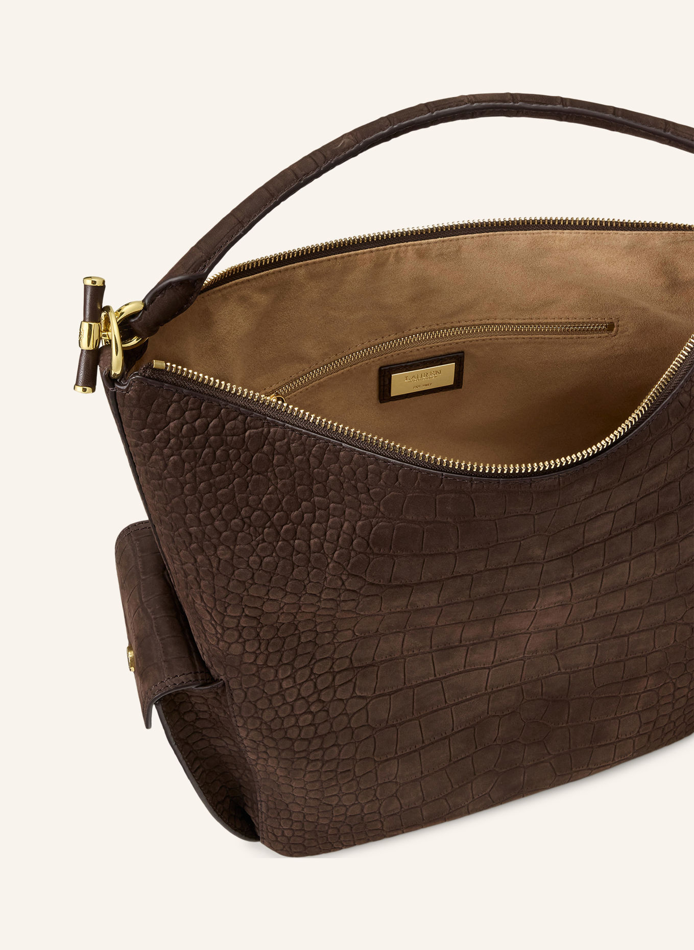 LAUREN RALPH LAUREN Buideltas BLAIKE LARGE: MARRON FONCÉ / GOUD