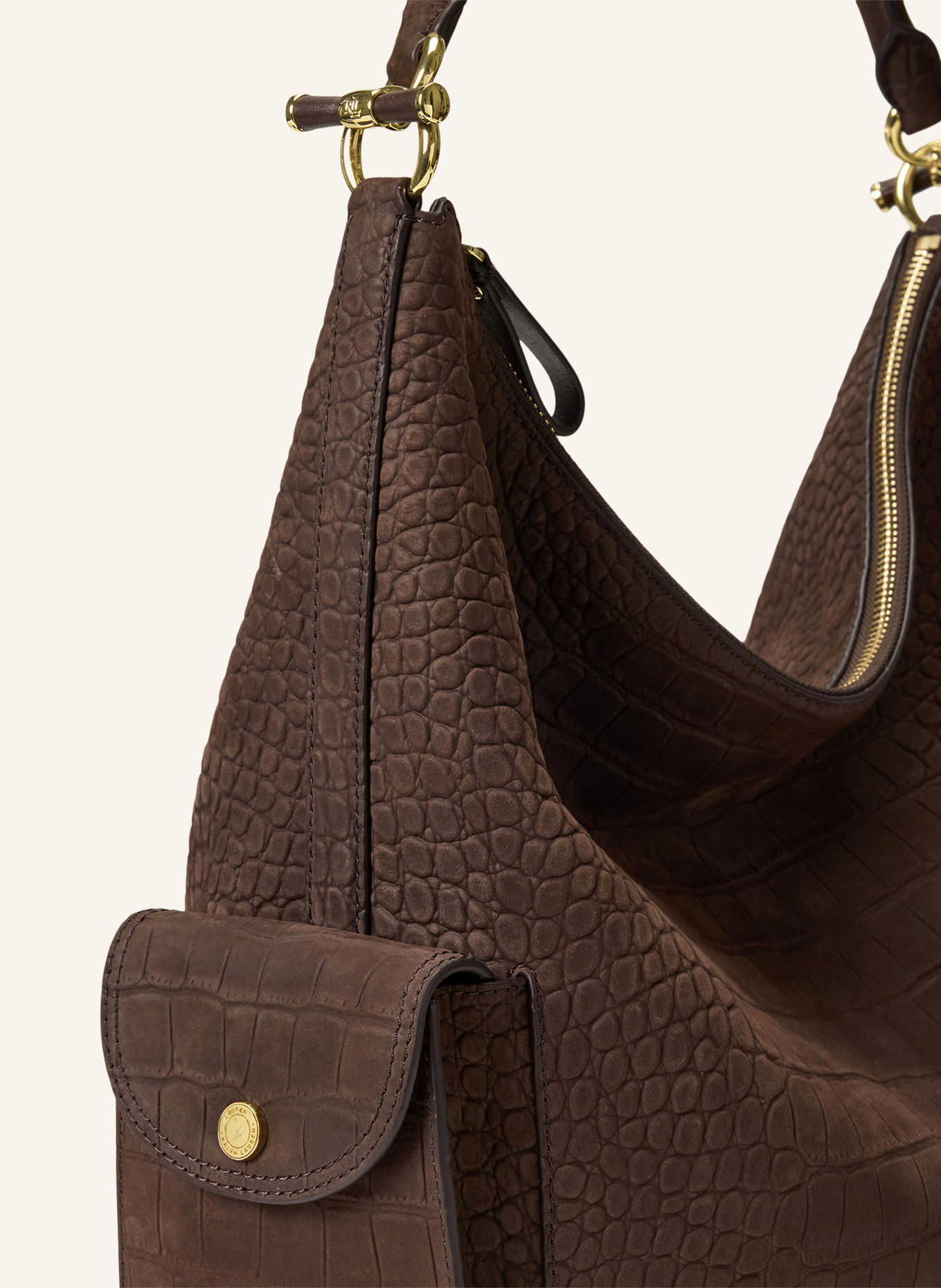 LAUREN RALPH LAUREN Buideltas BLAIKE LARGE: MARRON FONCÉ / GOUD