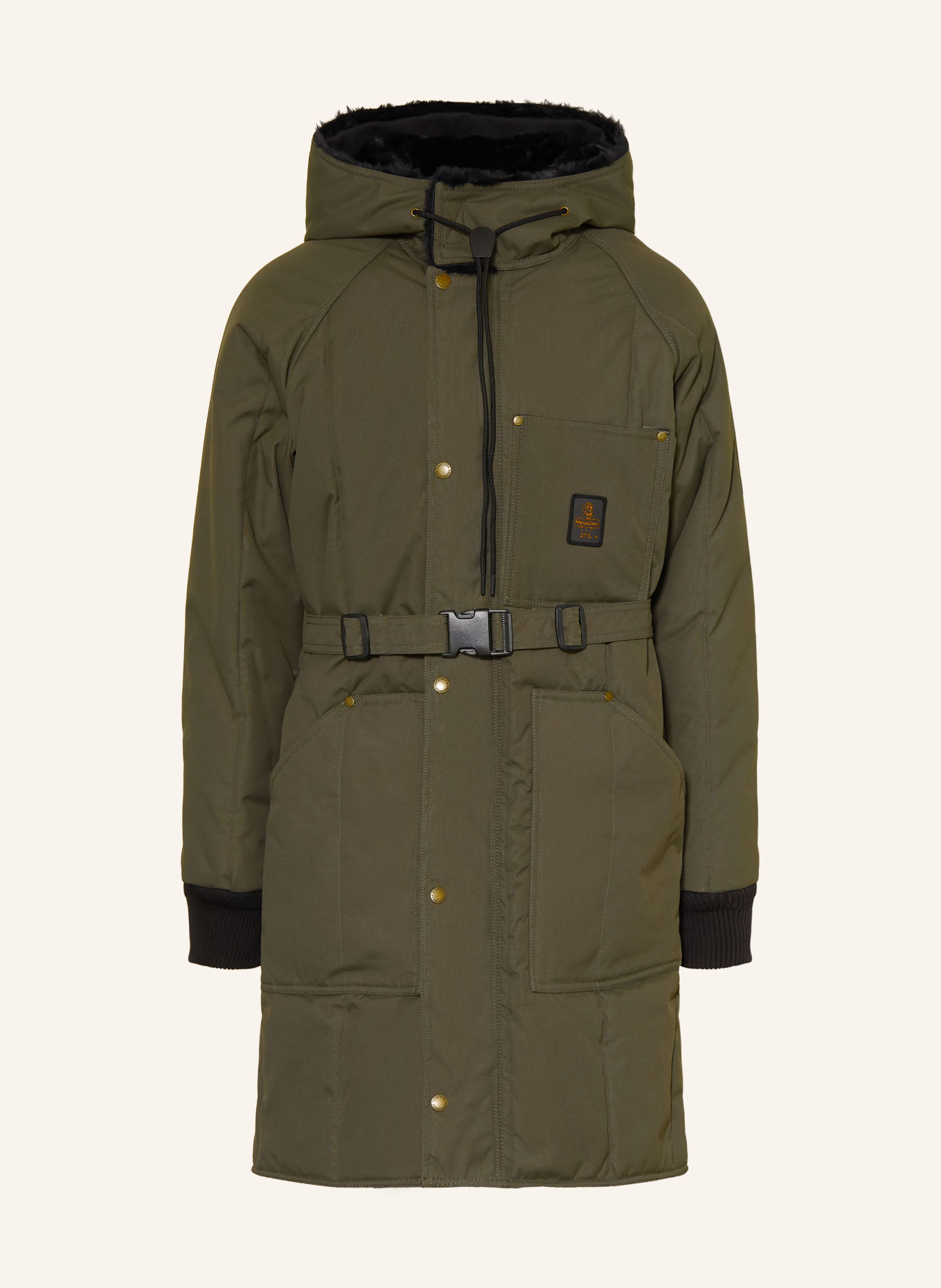 RefrigiWear Steppmantel mit Kunstfell: OLIV