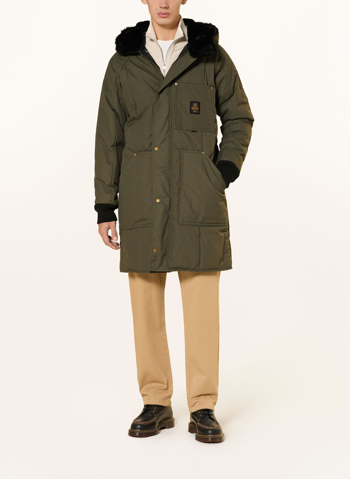 RefrigiWear Steppmantel mit Kunstfell: OLIV