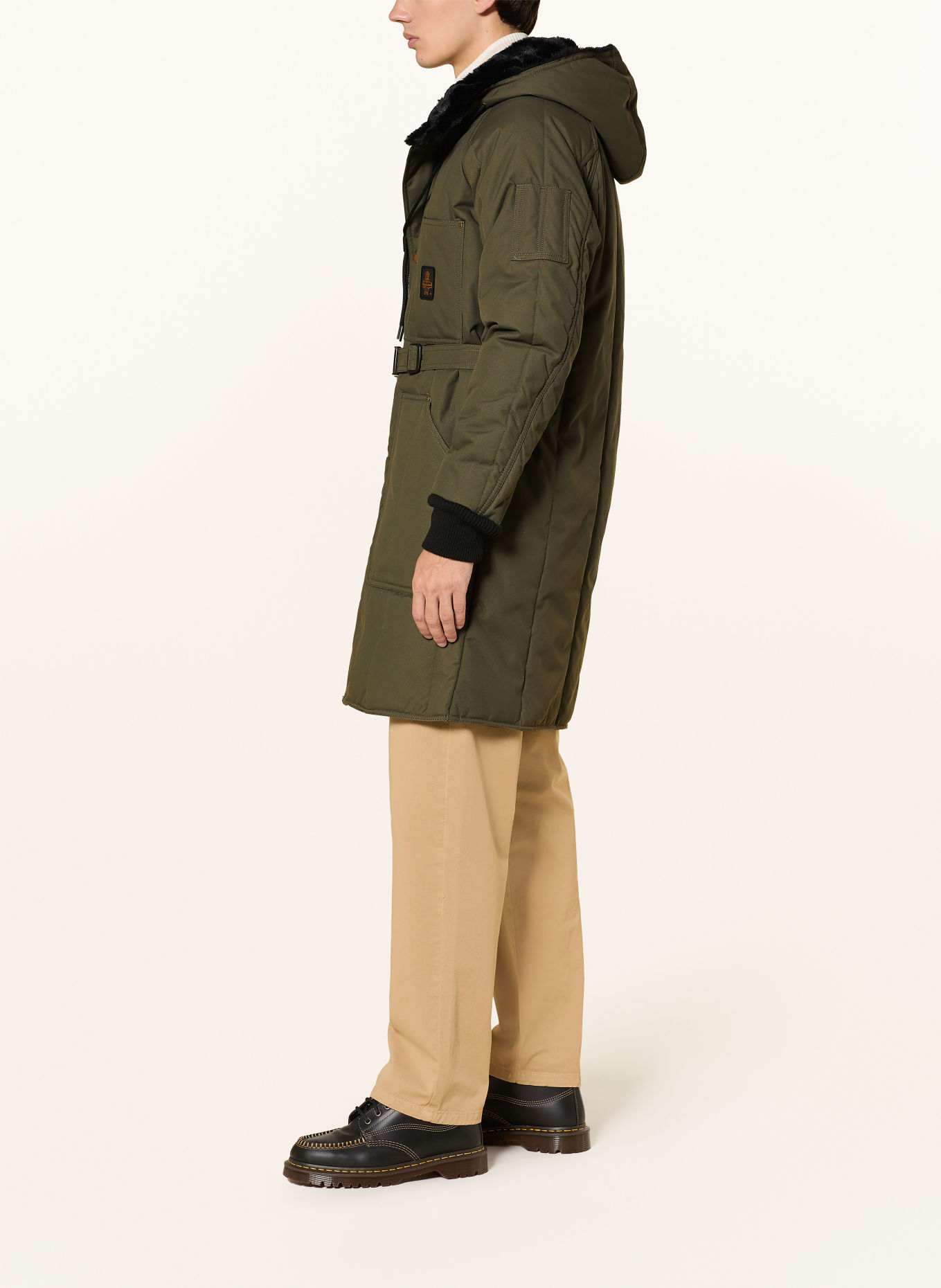 RefrigiWear Steppmantel mit Kunstfell: OLIV