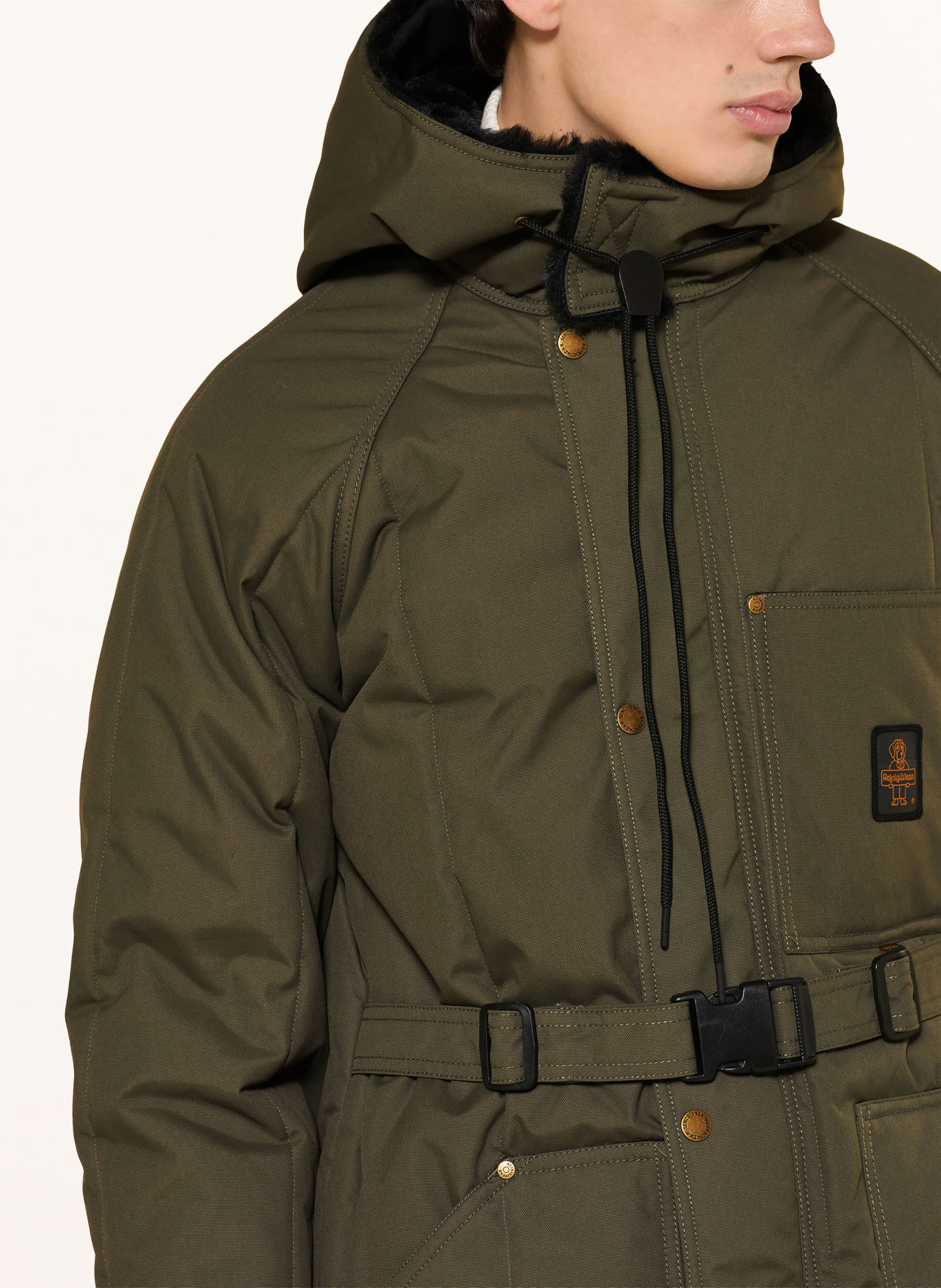 RefrigiWear Steppmantel mit Kunstfell: OLIV