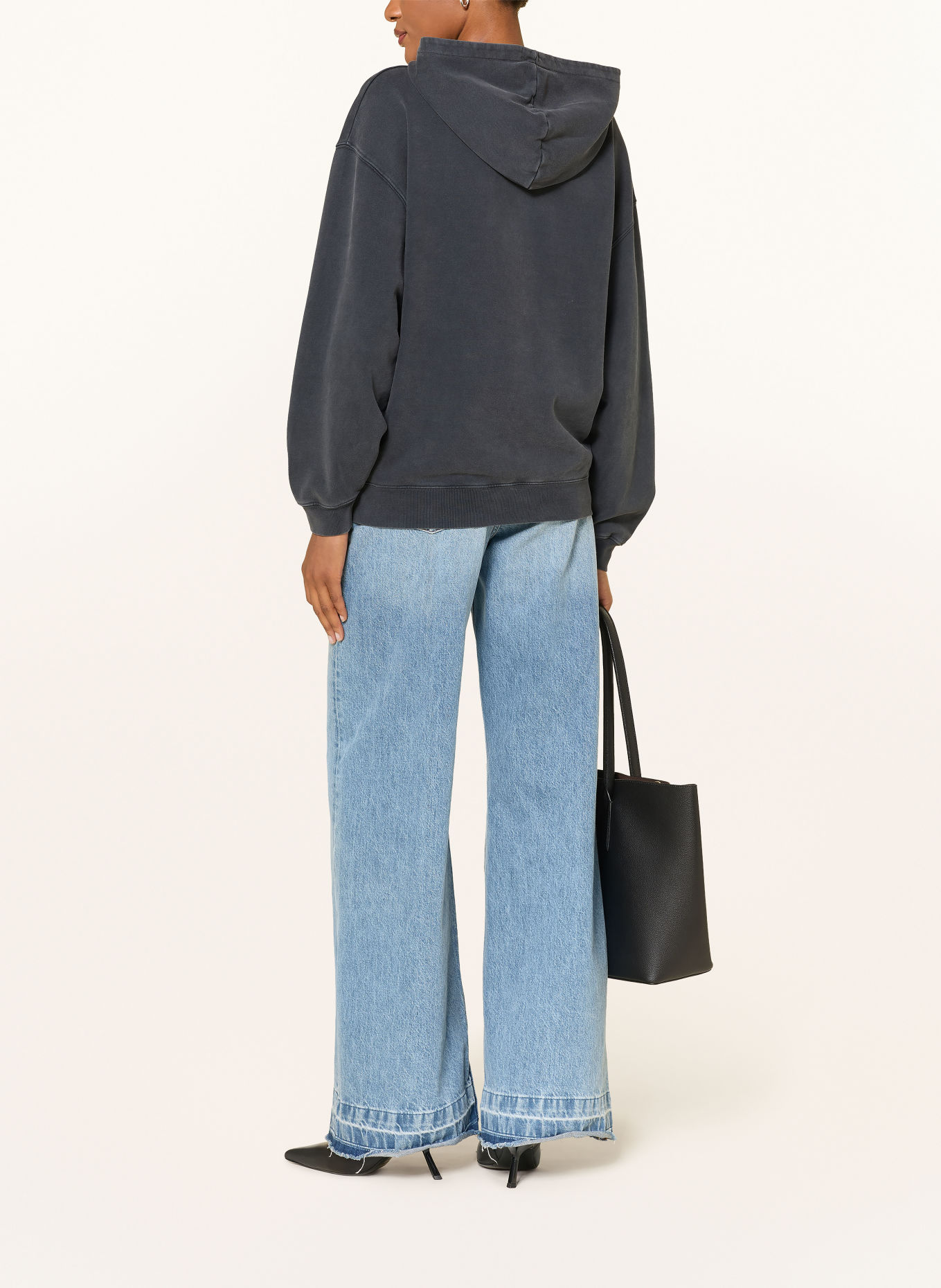 ANINE BING Sweat à capuche HARVEY: GRIS FONCÉ / VERT