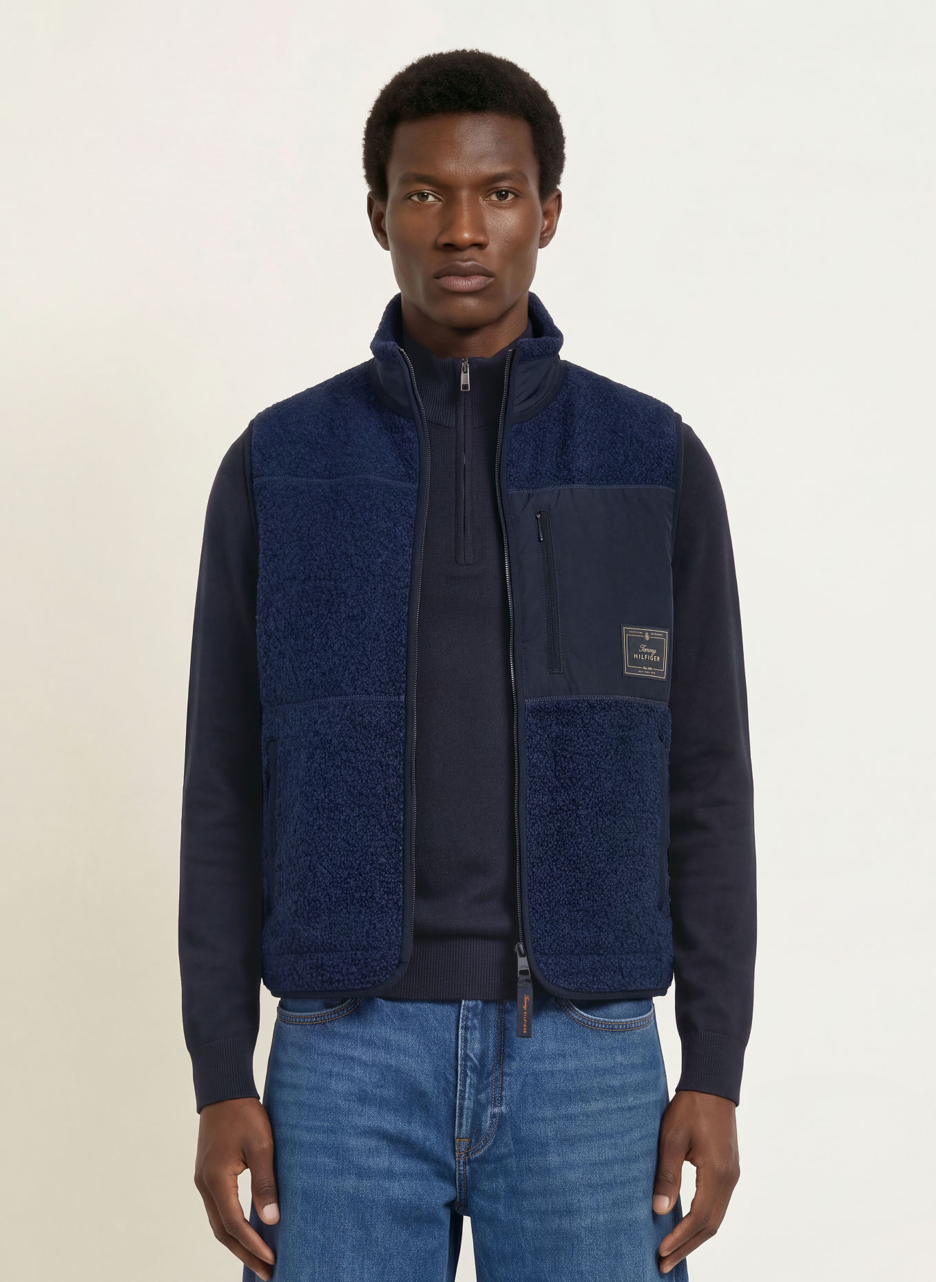 TOMMY HILFIGER Teddyfell-Weste: DUNKELBLAU