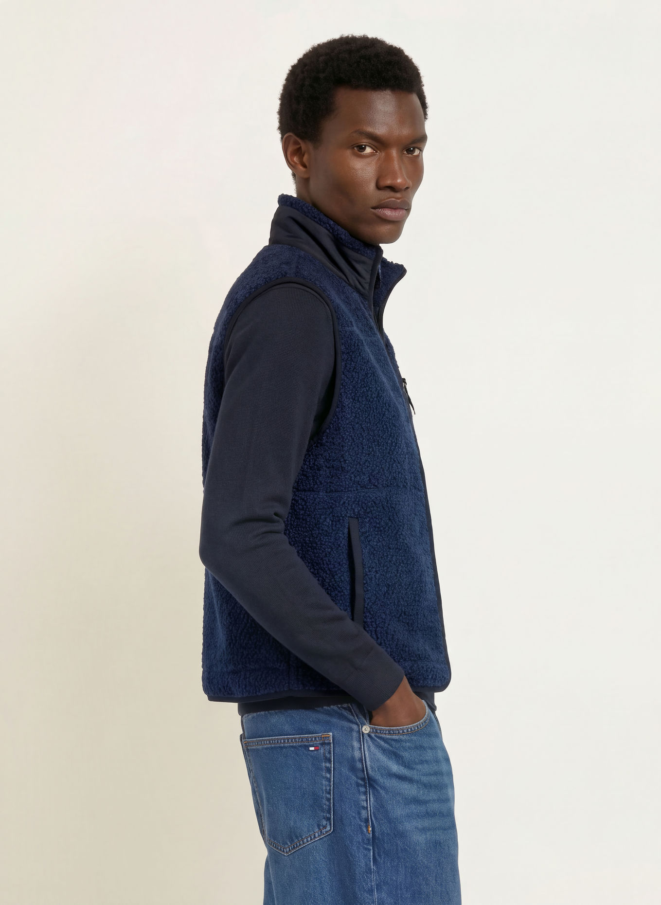 TOMMY HILFIGER Teddyfell-Weste: DUNKELBLAU