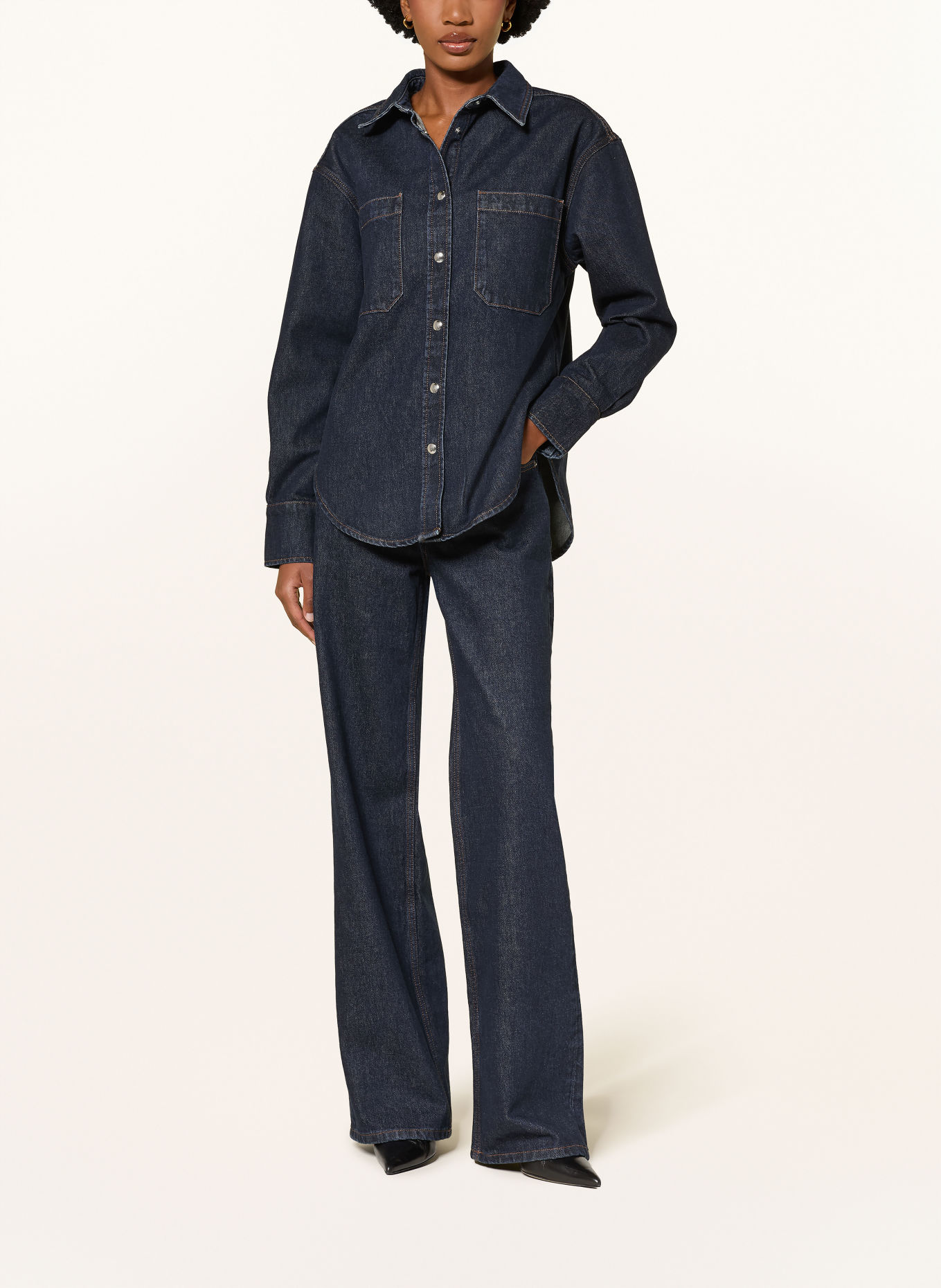 ANINE BING Wide-Leg jeans HUGH: WASHED BLUE UNWASHED BLUE