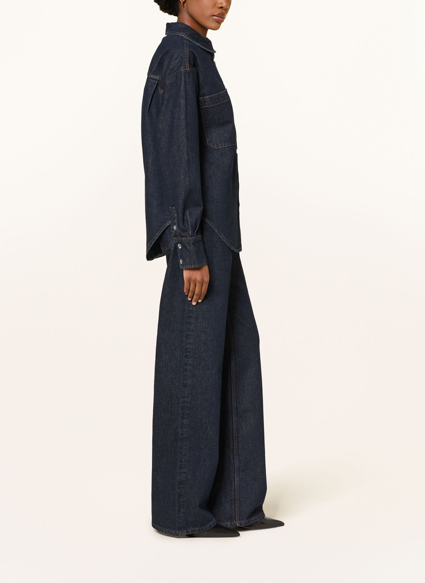 ANINE BING Wide-Leg jeans HUGH: WASHED BLUE UNWASHED BLUE