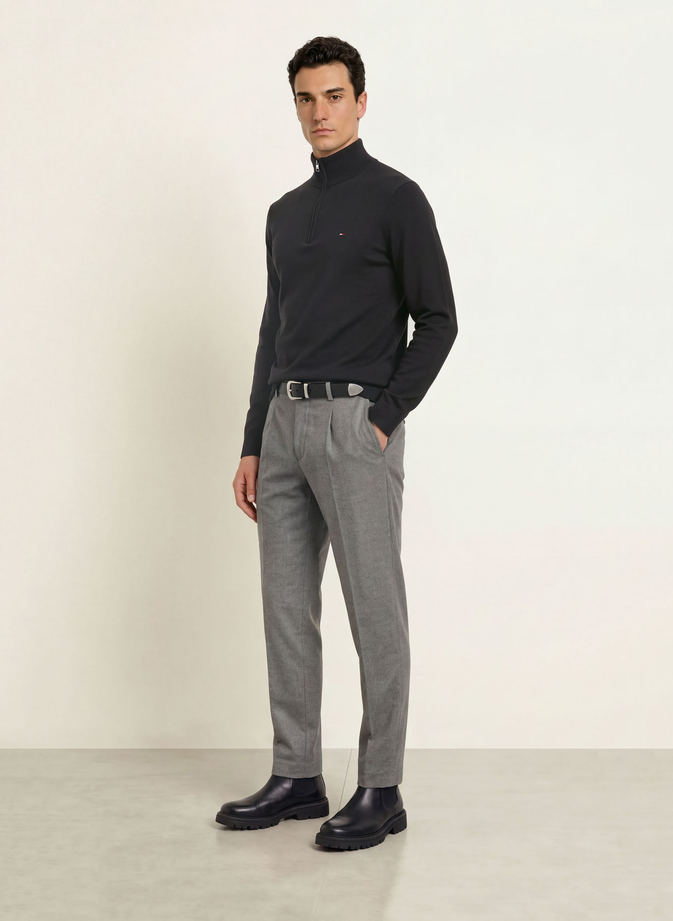 TOMMY HILFIGER Half-zip sweater: BLACK
