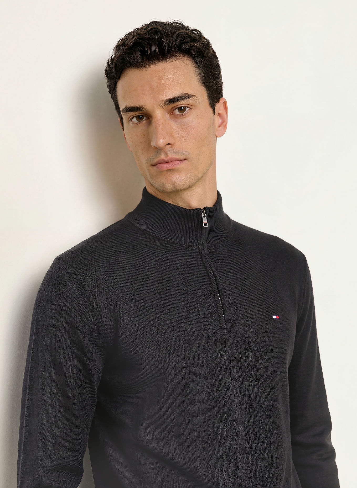 TOMMY HILFIGER Half-zip sweater: BLACK