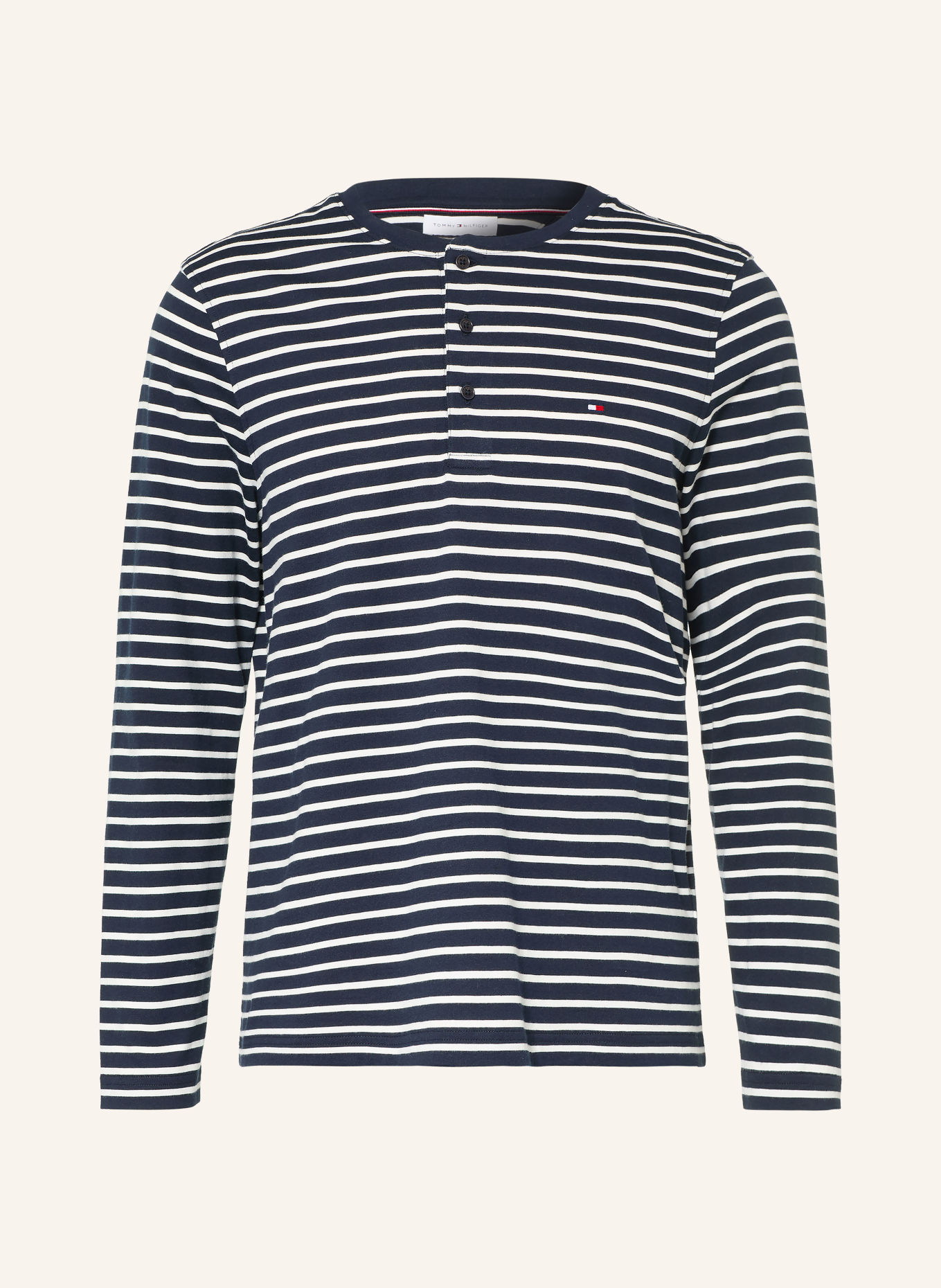TOMMY HILFIGER Henley-shirt: DONKERBLAUW / WIT