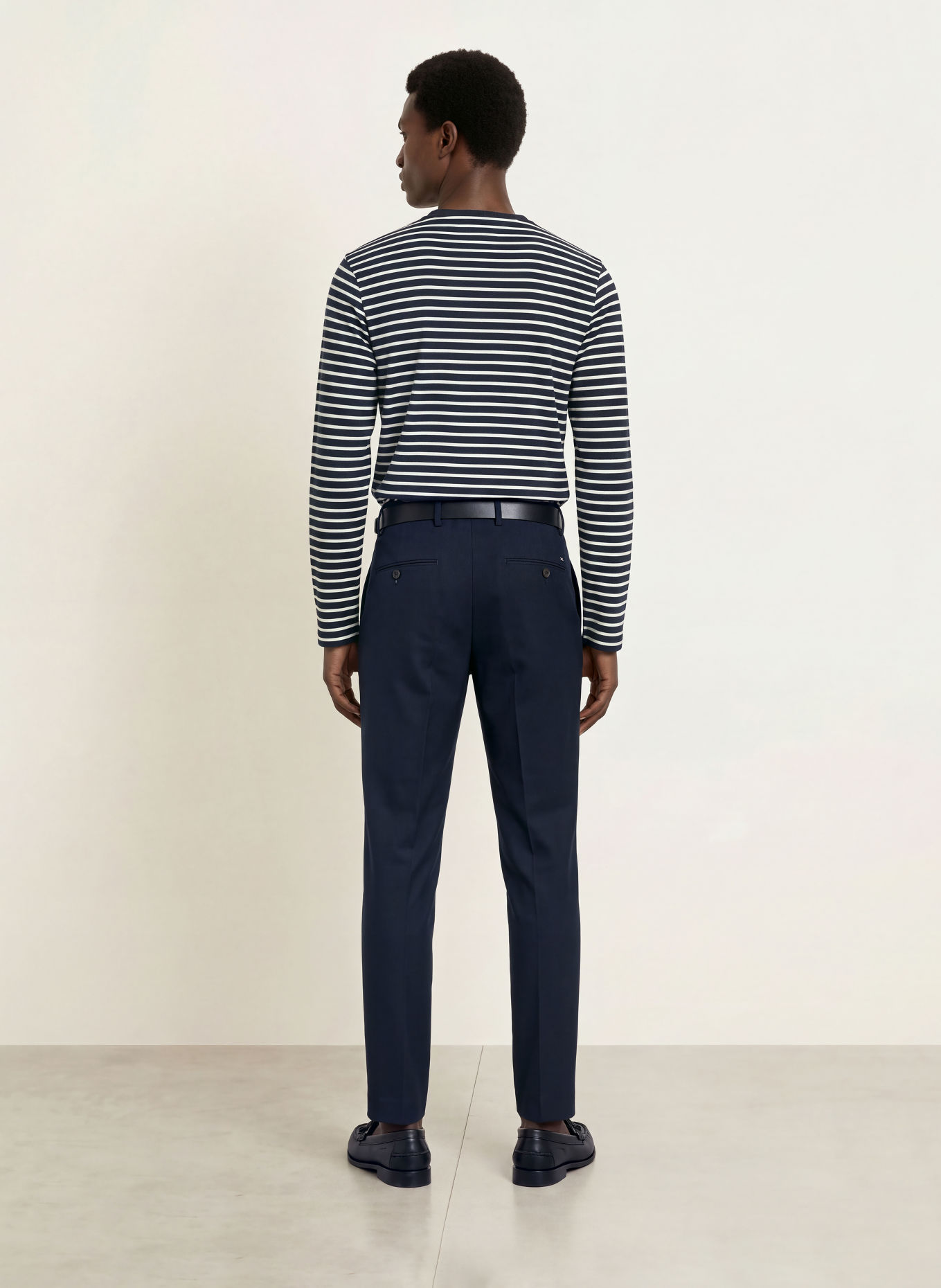 TOMMY HILFIGER Henley-shirt: DONKERBLAUW / WIT