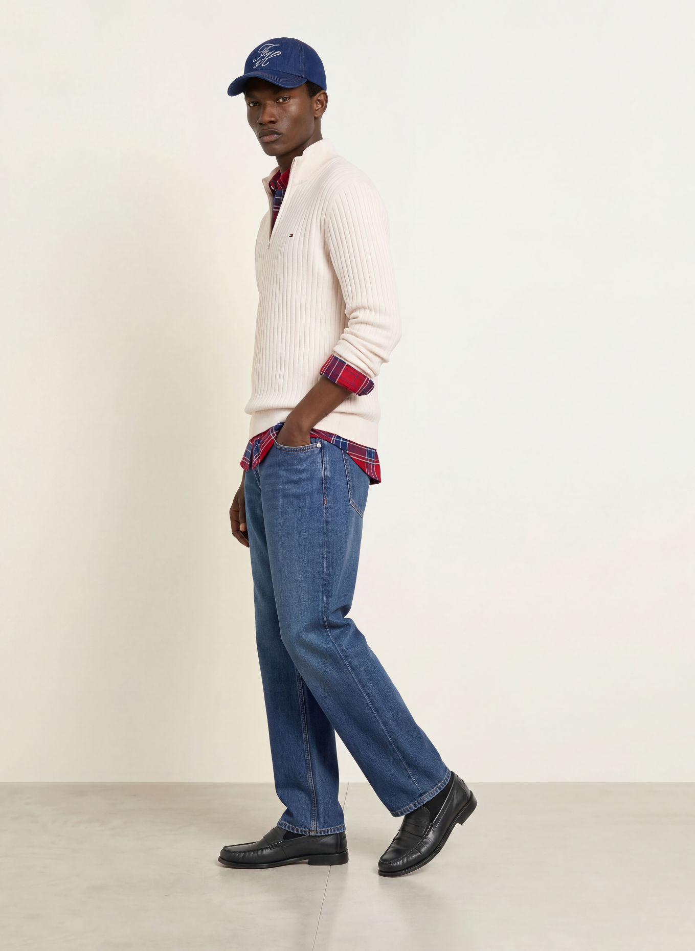 TOMMY HILFIGER Half-zip sweater: CREAM