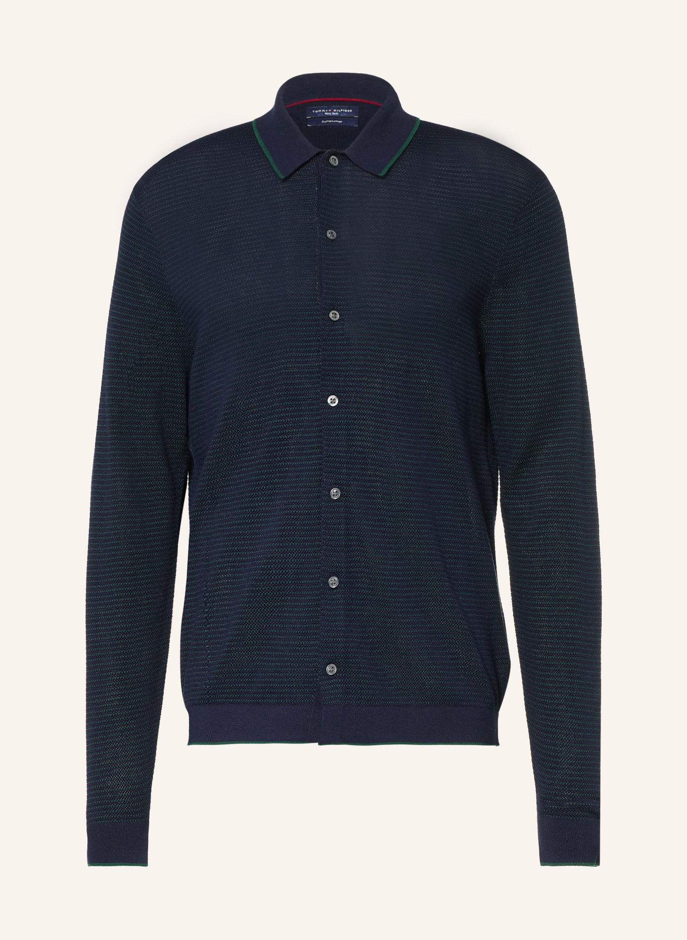 TOMMY HILFIGER Strickjacke: DUNKELBLAU / DUNKELGRÜN