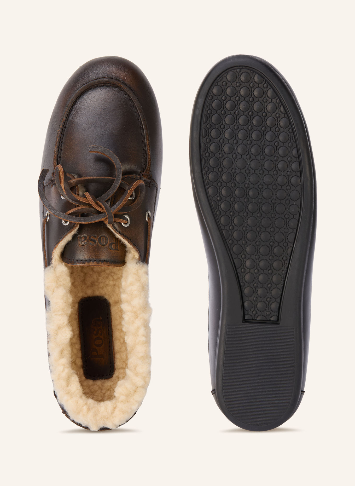 Posa Chaussures bateau: MARRON FONCÉ / CRÈME