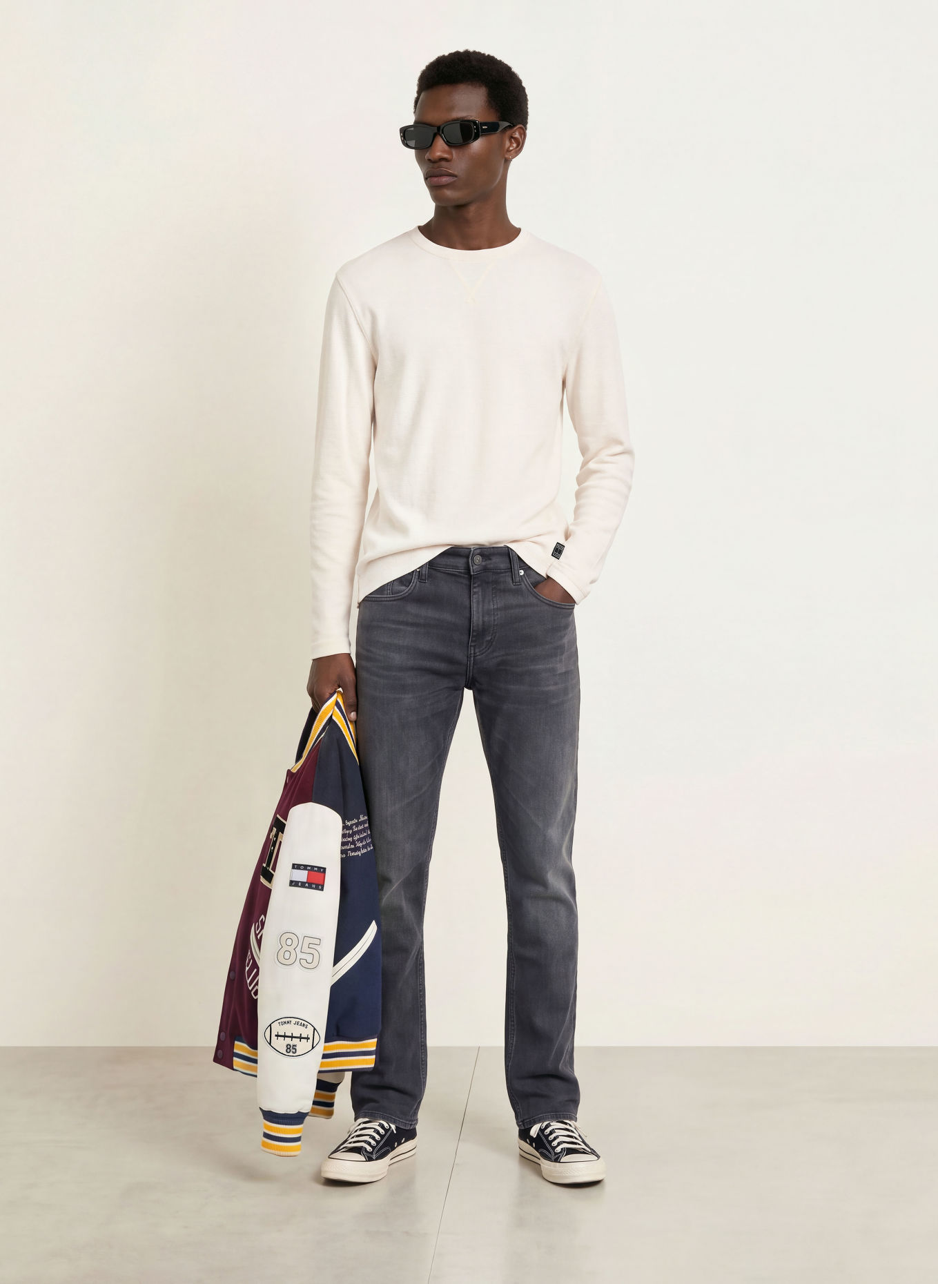 TOMMY JEANS Haut à manches longues: BLANC