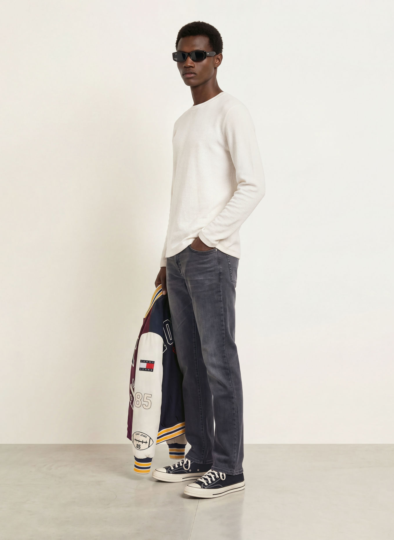 TOMMY JEANS Haut à manches longues: BLANC