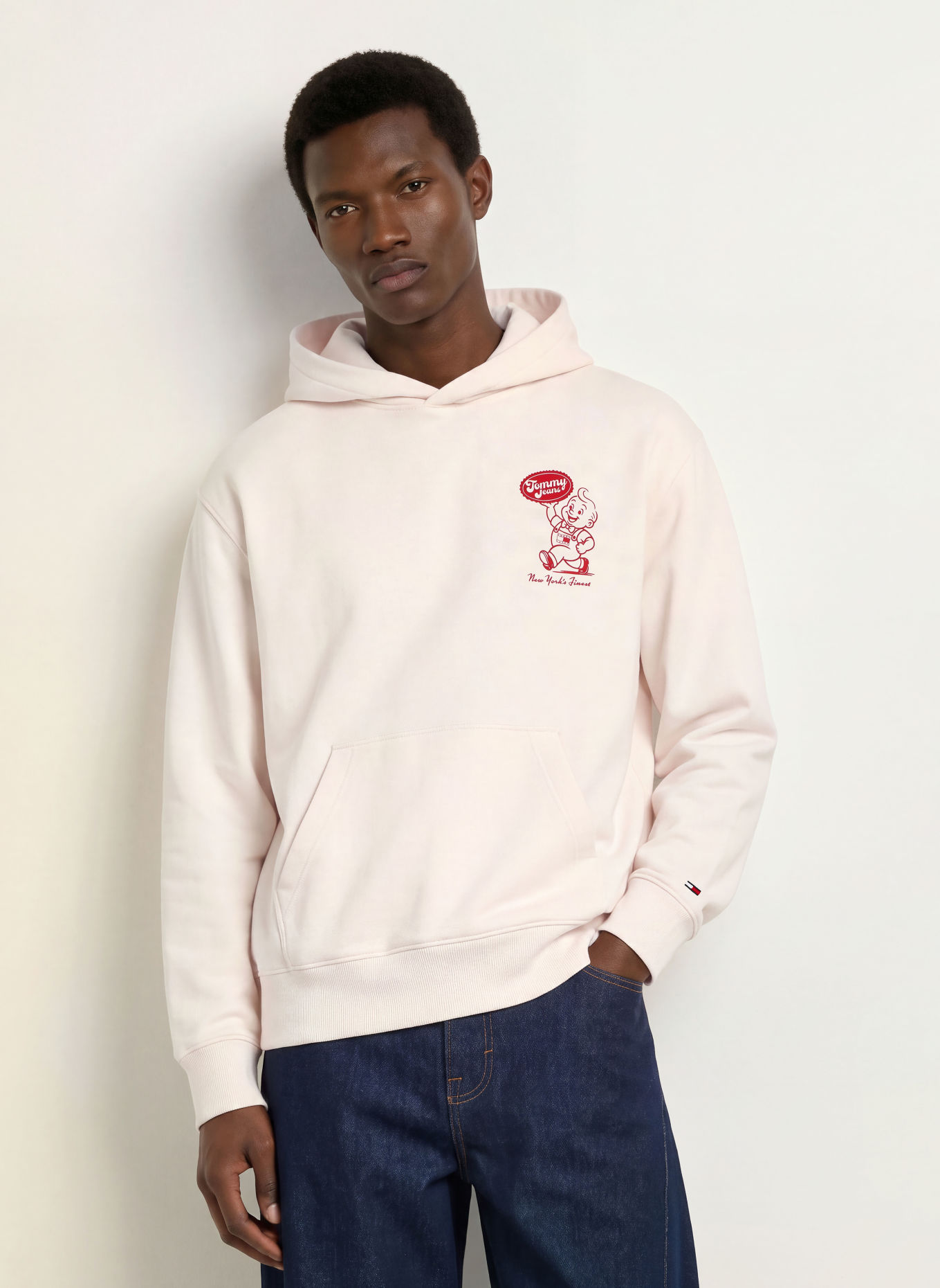 TOMMY JEANS Hoodie: CREAM / RED