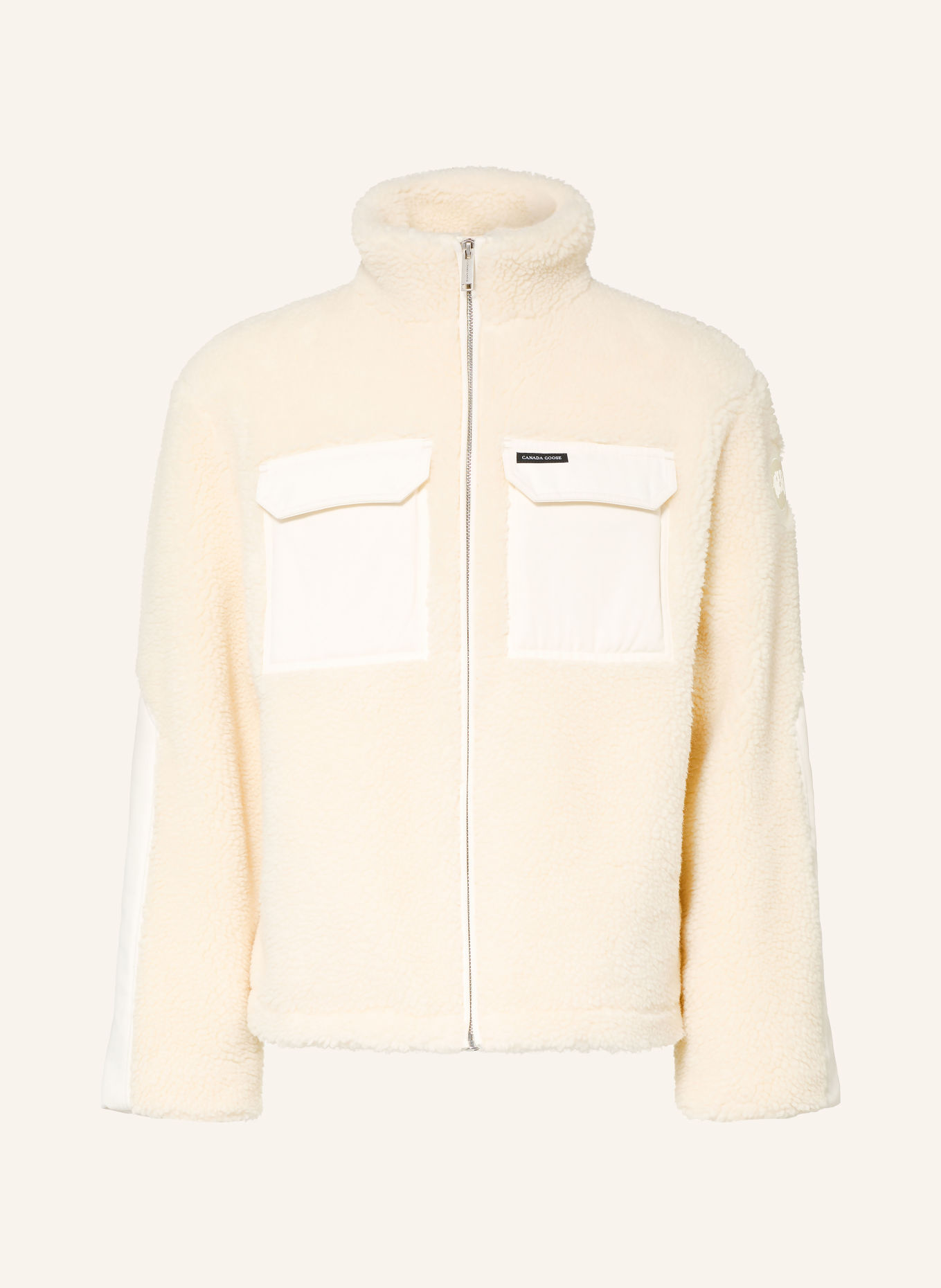 CANADA GOOSE Teddyfell-Jacke HARRIER im Materialmix: ECRU / WEISS