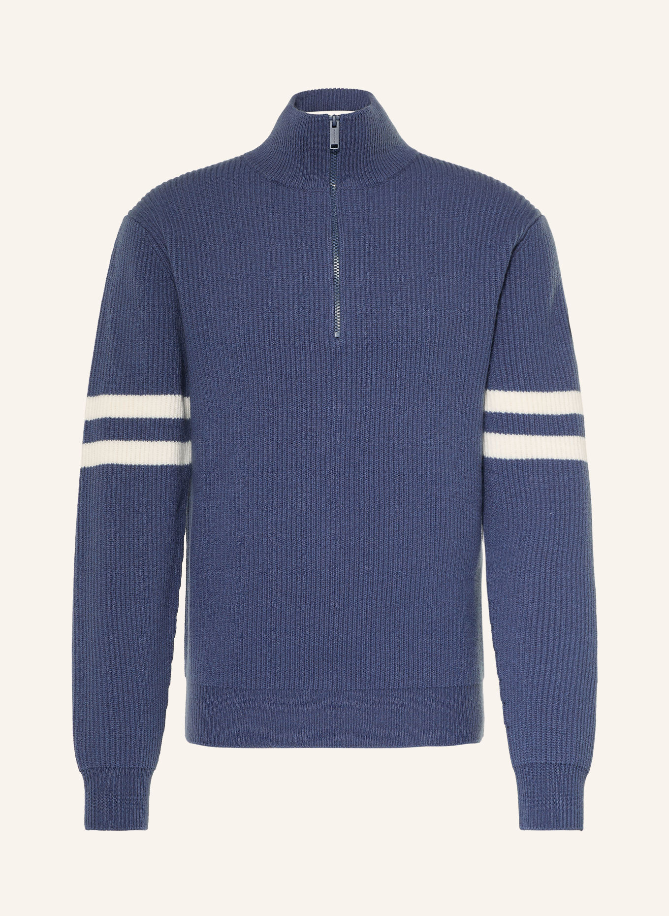 CANADA GOOSE MCKINNEY Half-zip sweater made of merino wool: BLUE / CREAM