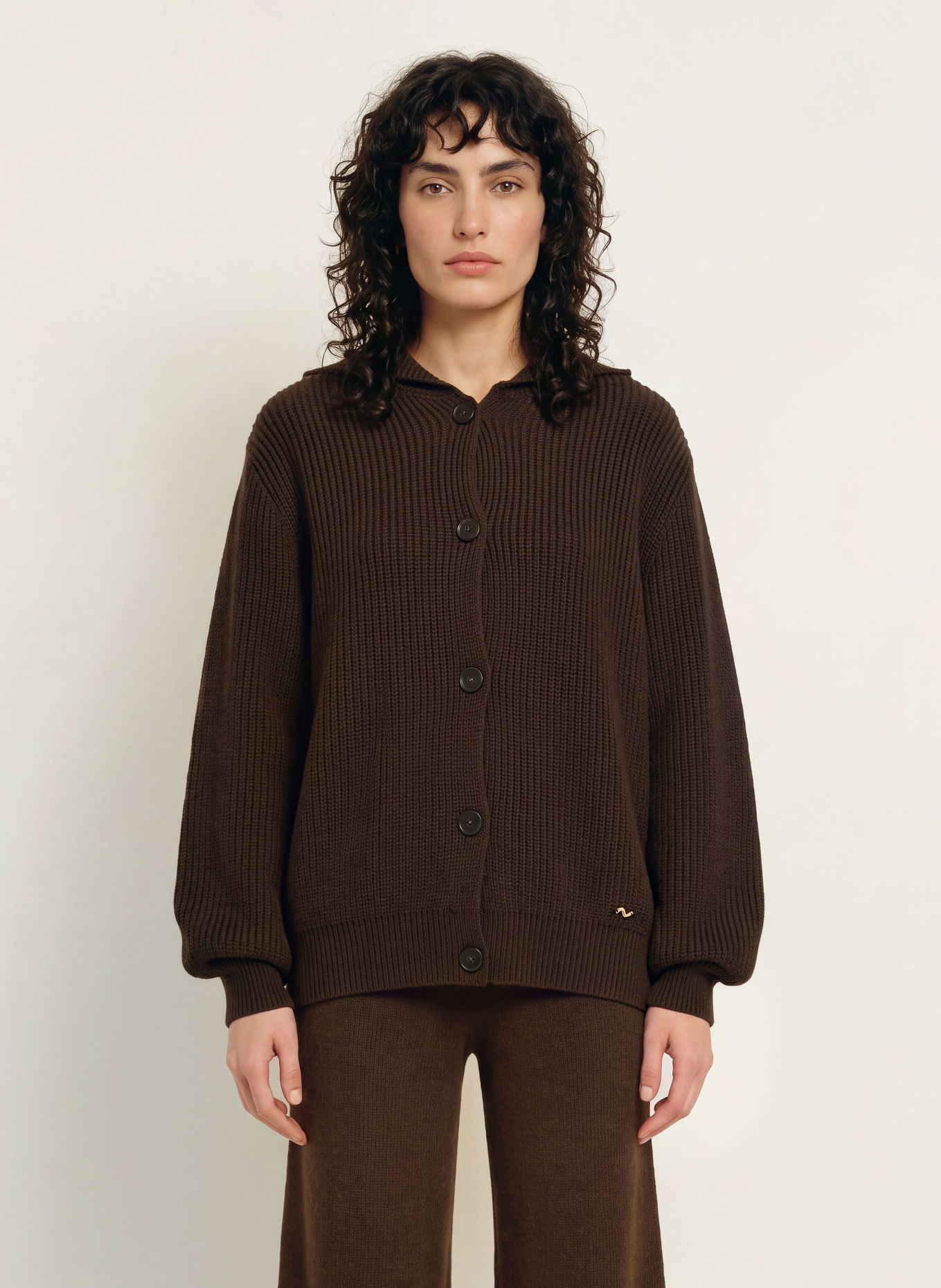 LEZU Cardigan TULU: MØRKEBRUN