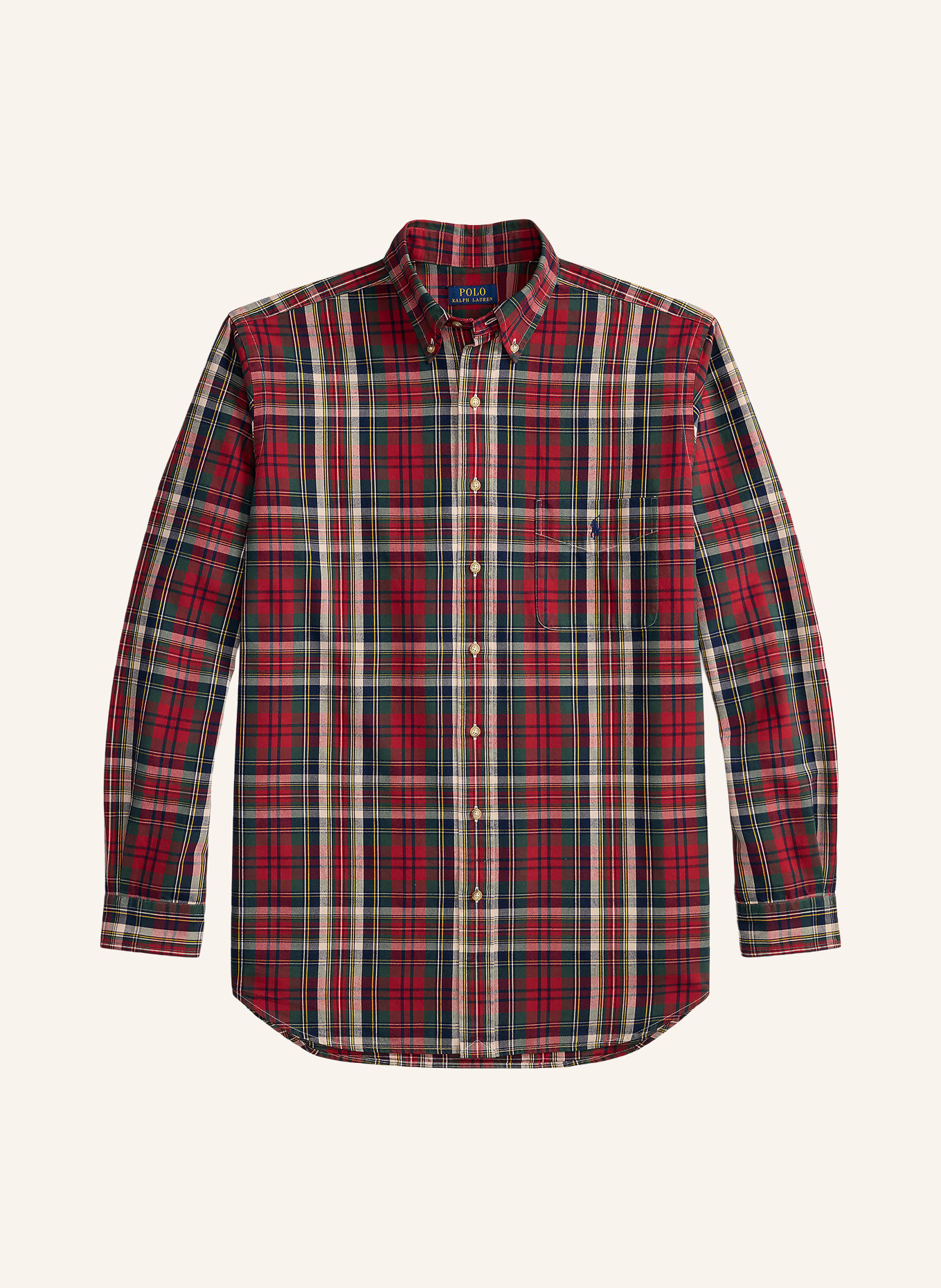 POLO RALPH LAUREN Big & Tall Oxfordská košile Comfort Fit: TMAVĚ ZELENÁ / TMAVĚ ČERVENÁ / TMAVĚ MODRÁ