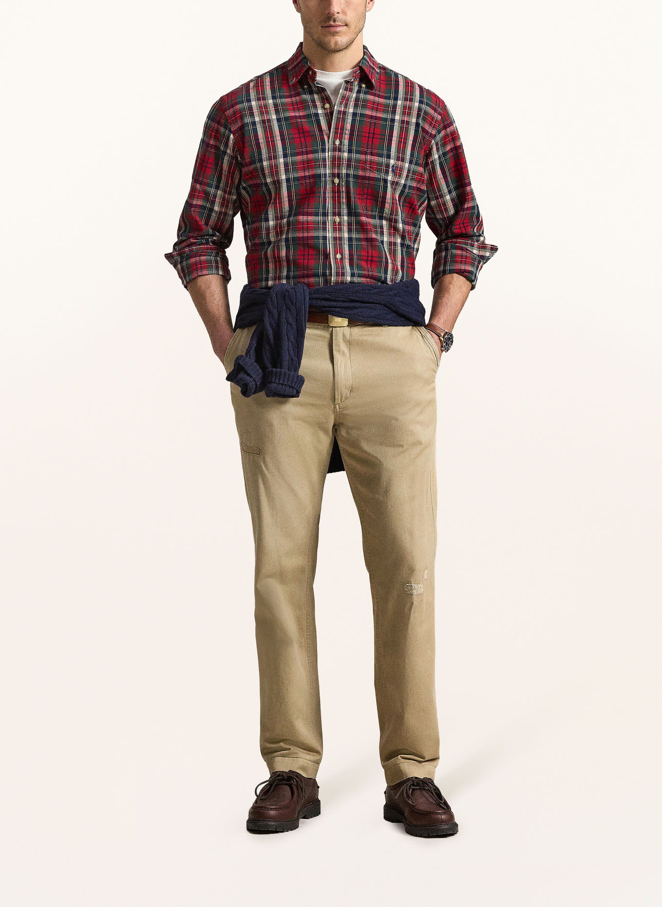 POLO RALPH LAUREN Big & Tall Oxfordská košile Comfort Fit: TMAVĚ ZELENÁ / TMAVĚ ČERVENÁ / TMAVĚ MODRÁ
