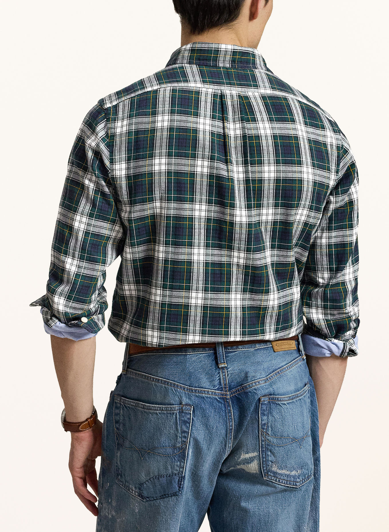 POLO RALPH LAUREN Oxford-overhemd Custom Fit: DONKERGROEN / DONKERBLAUW / WIT