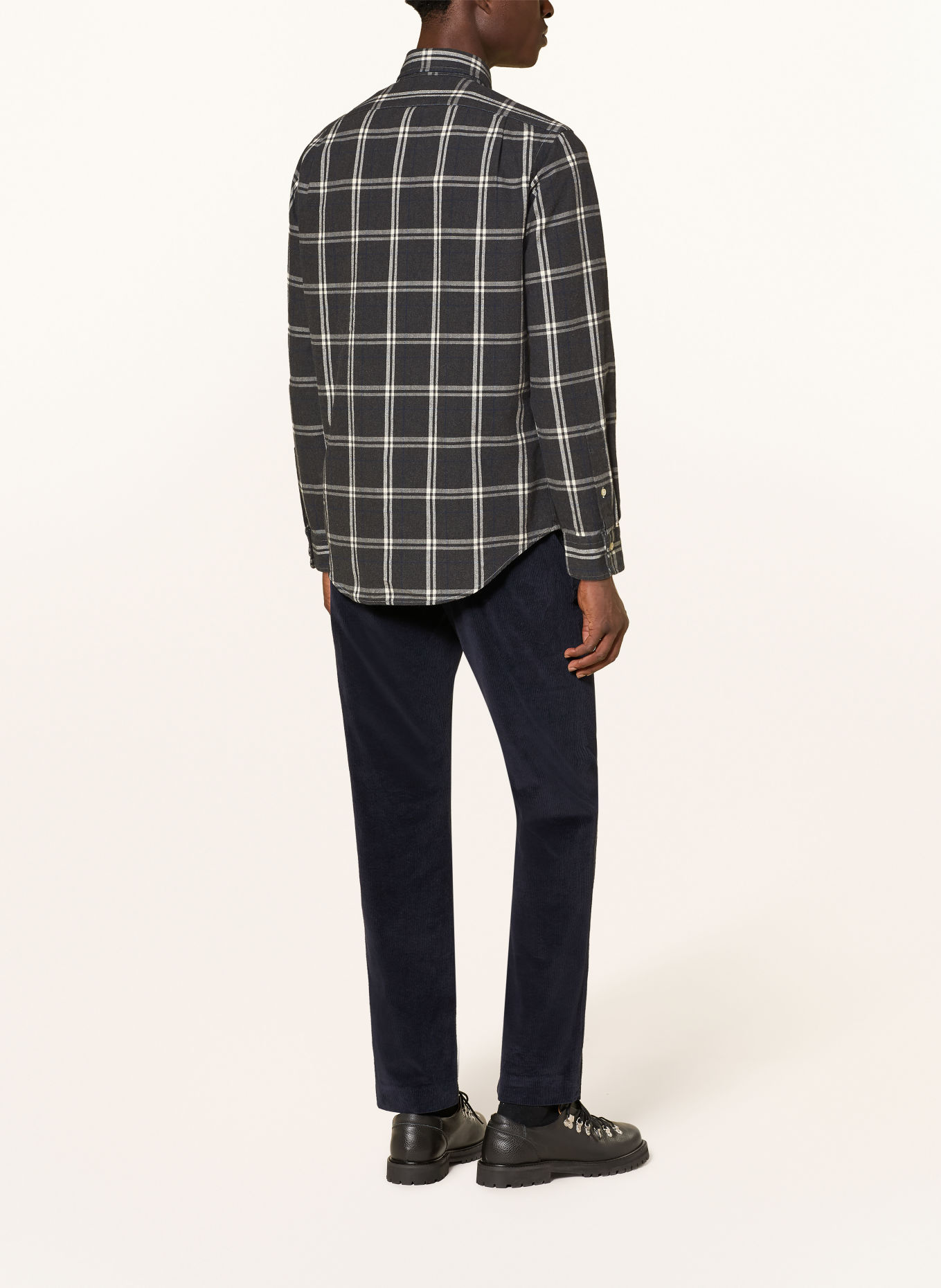 POLO RALPH LAUREN Flanellen overhemd Custom Fit: DONKERGRIJS / DONKERBLAUW / WIT