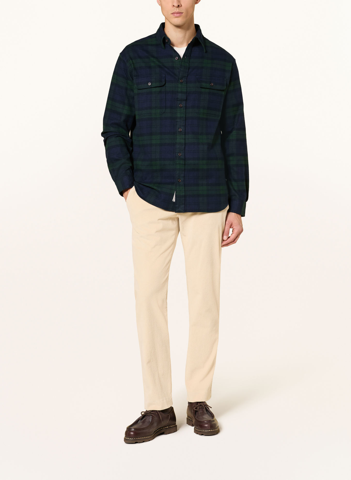 POLO RALPH LAUREN Cămașă din flanelă, croială clasică: VERDE ÎNCHIS / ALBASTRU ÎNCHIS