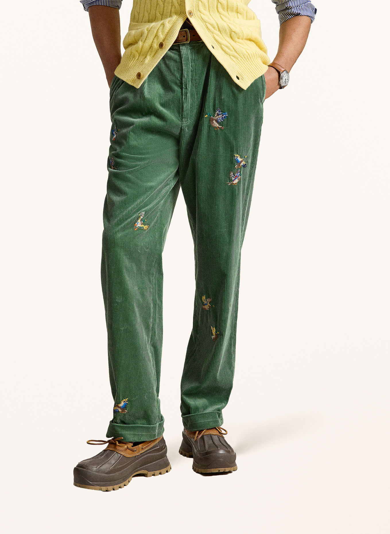 POLO RALPH LAUREN Corduroy Pants, Regular Fit: GREEN