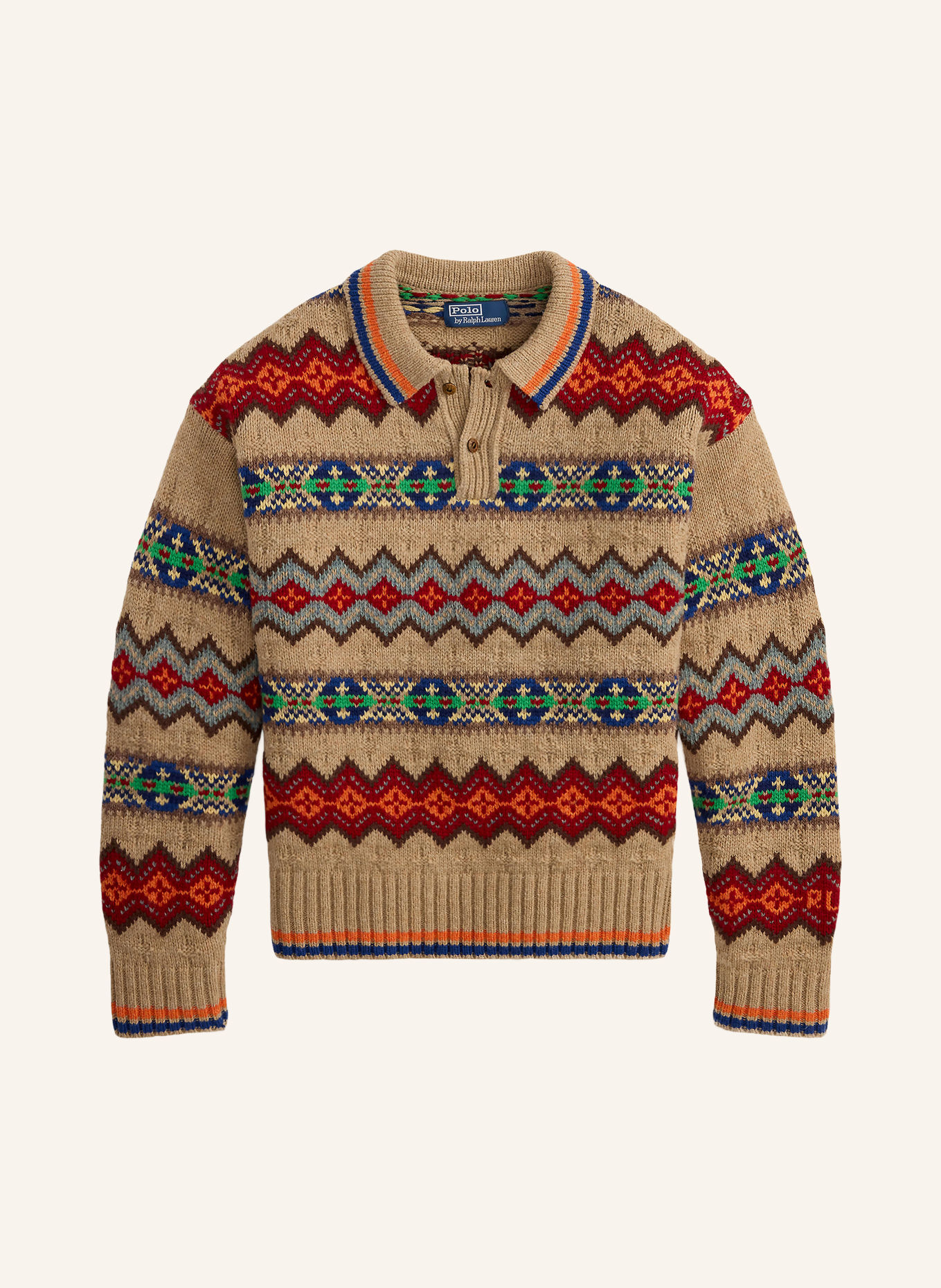 POLO RALPH LAUREN Sweater: BEIGE / RED / GREEN