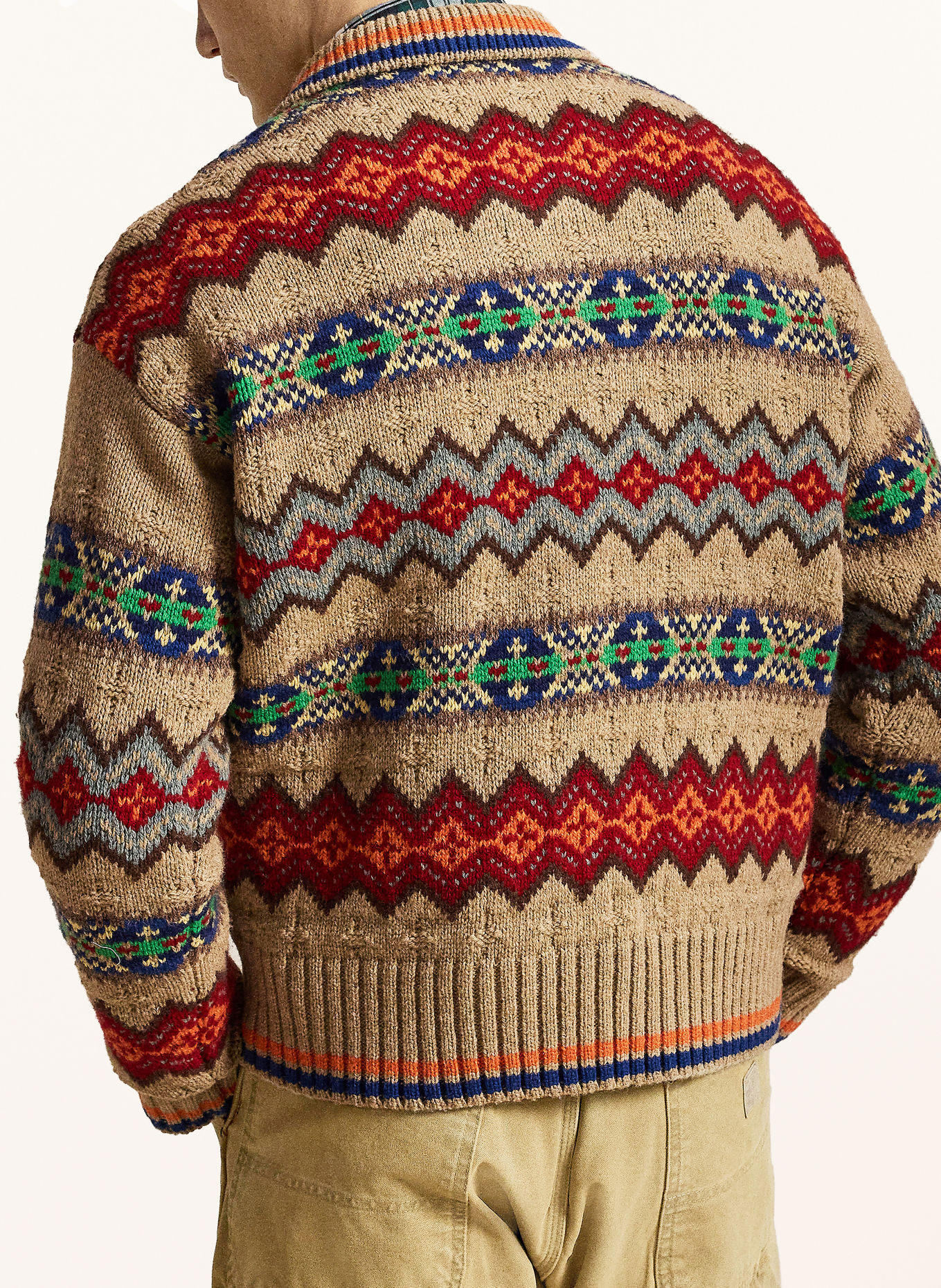 POLO RALPH LAUREN Sweater: BEIGE / RED / GREEN