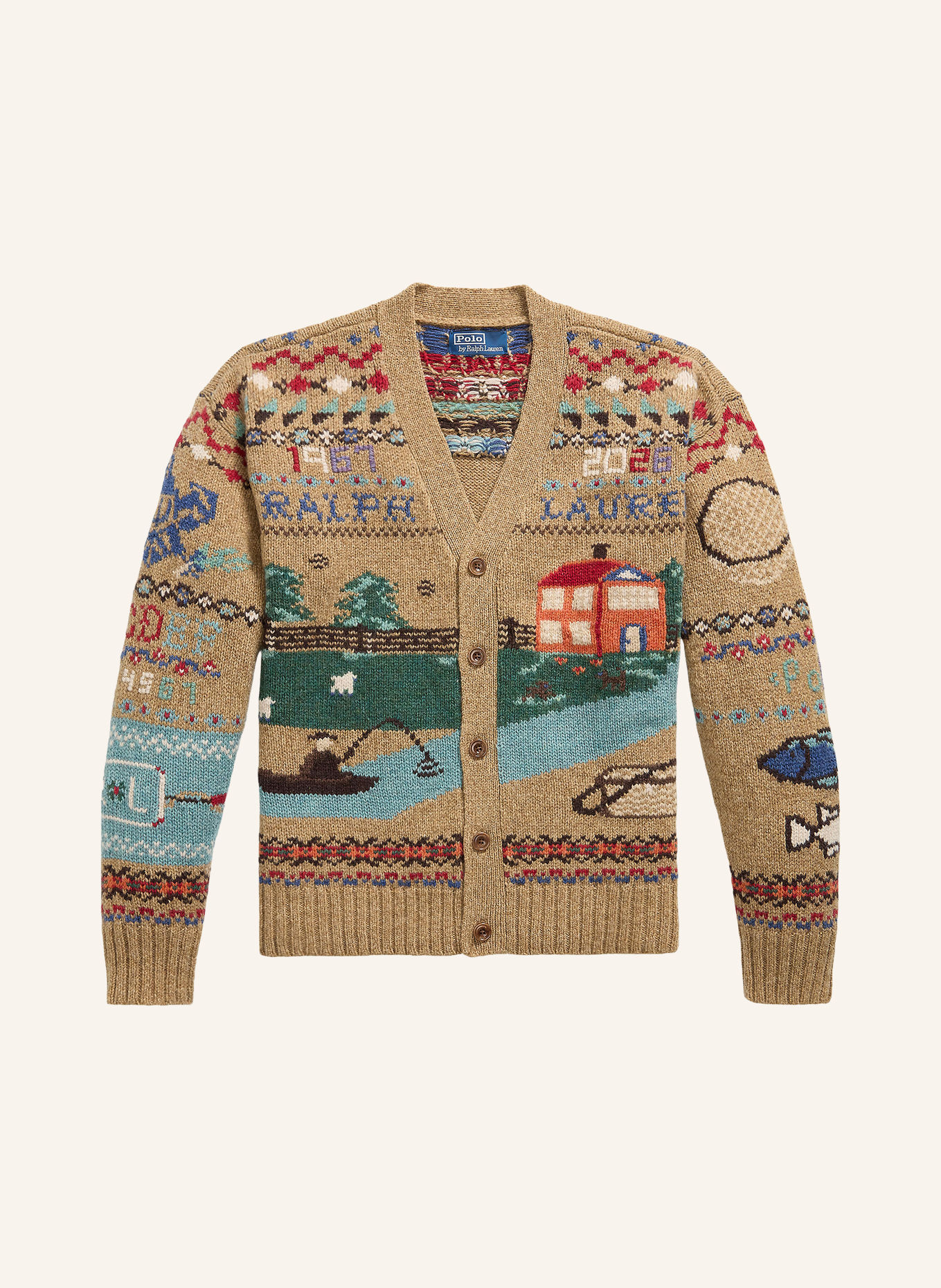 POLO RALPH LAUREN Cardigan: BEJ / ROȘU / TURCOAZ