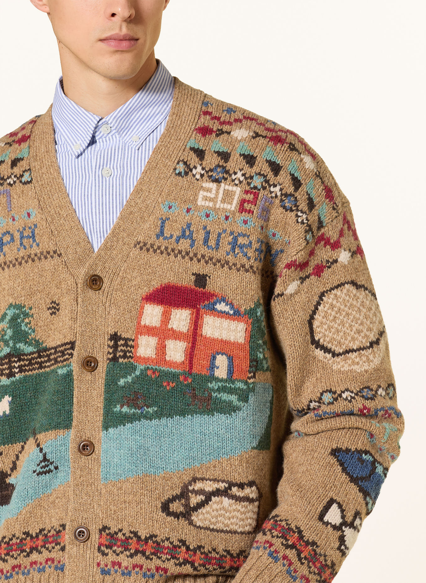 POLO RALPH LAUREN Cardigan: BEJ / ROȘU / TURCOAZ