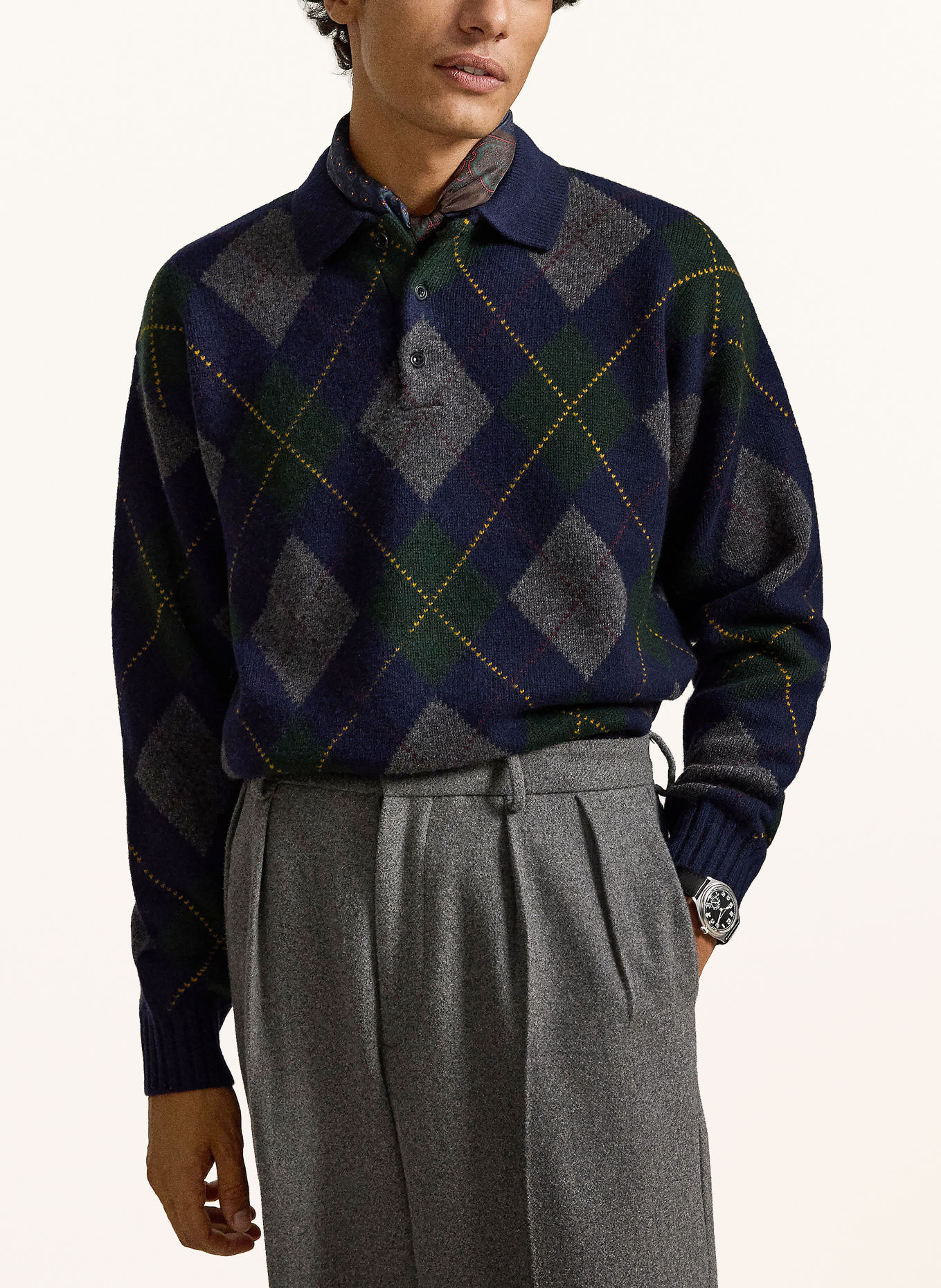 POLO RALPH LAUREN Svetry: TMAVĚ MODRÁ / ŠEDÁ / ZELENÁ