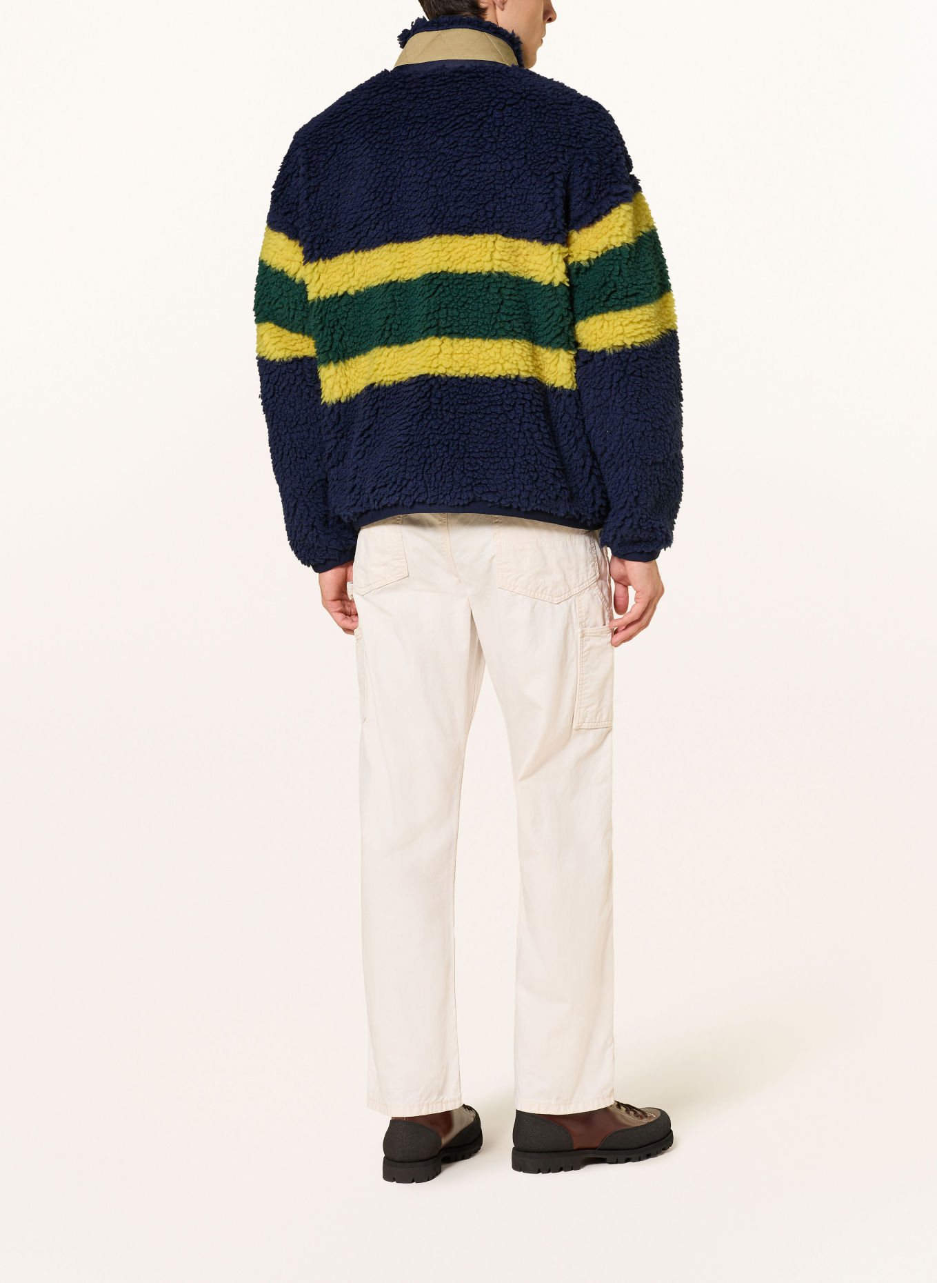 POLO RALPH LAUREN Svetr troyer s kapucí z plyšové kožešiny: TMAVĚ MODRÁ / ŽLUTÁ / ZELENÁ