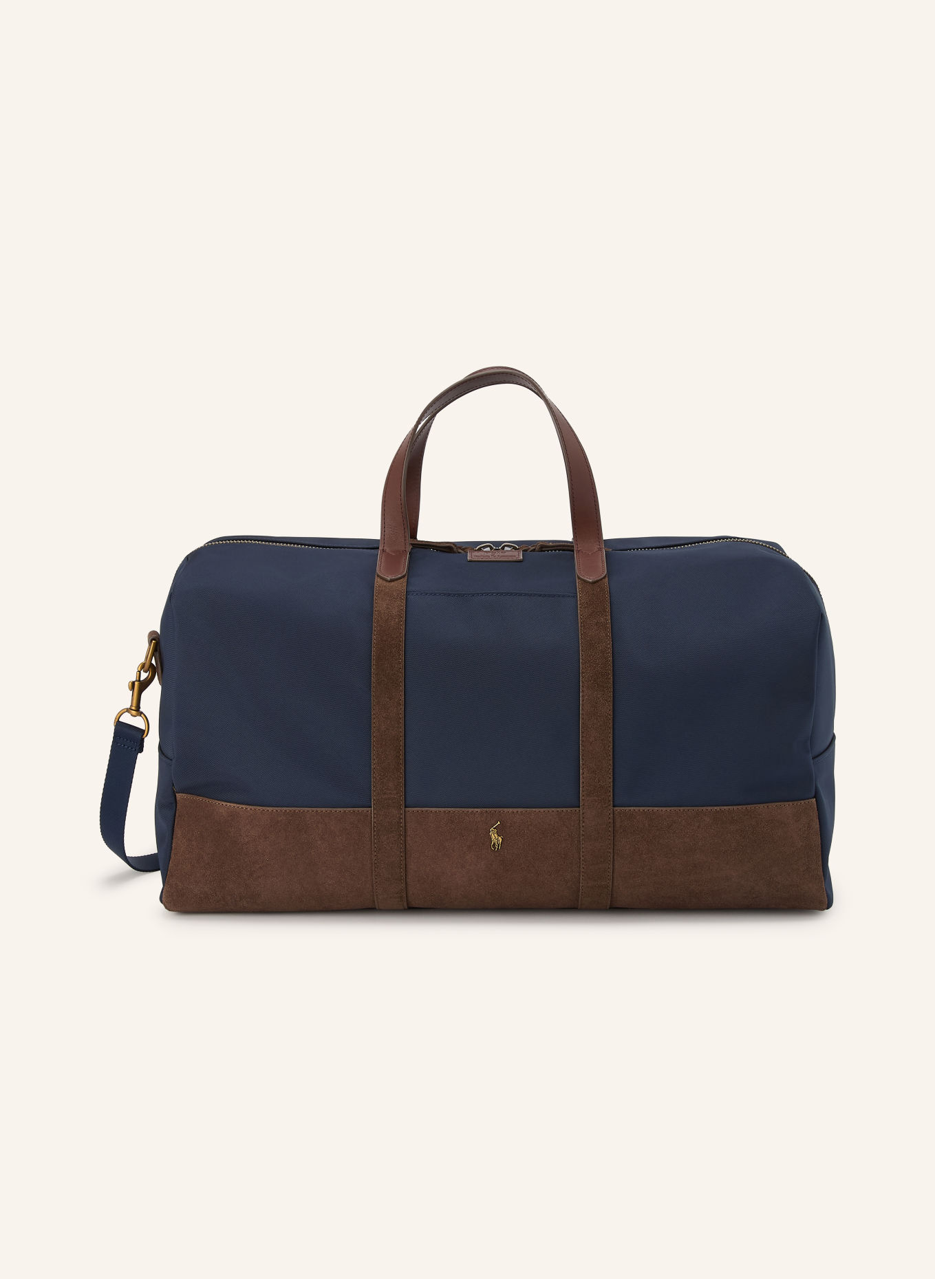 POLO RALPH LAUREN Reisetasche: DUNKELBLAU / GOLD / DUNKELBRAUN
