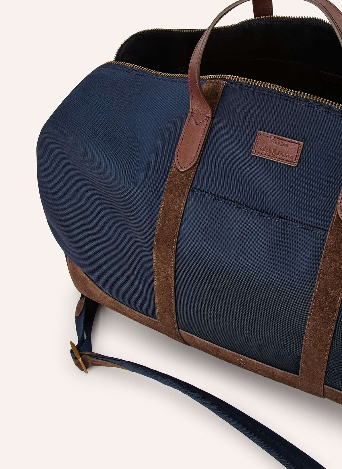 POLO RALPH LAUREN Reisetasche: DUNKELBLAU / GOLD / DUNKELBRAUN