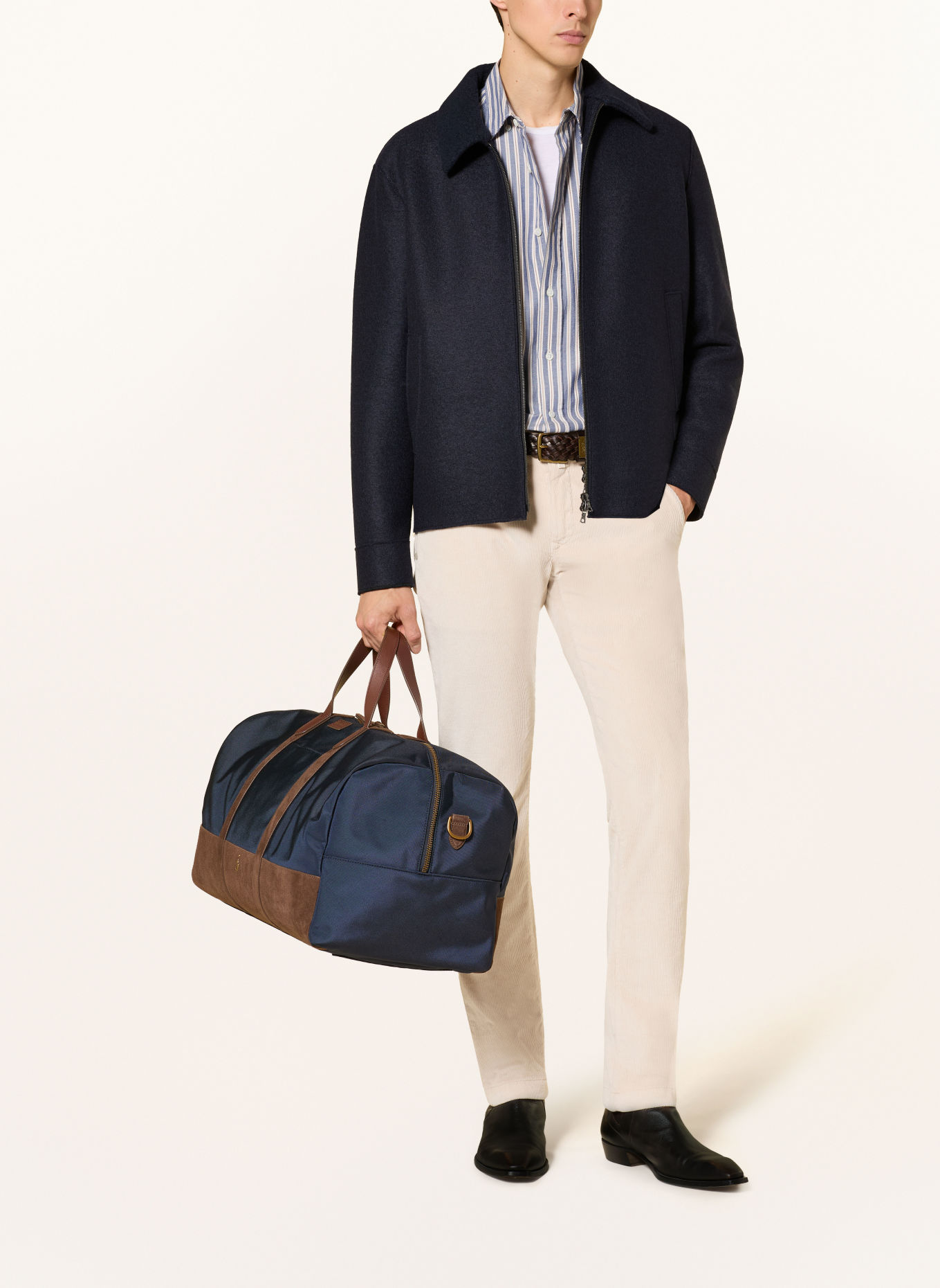 POLO RALPH LAUREN Travel bag: DARK BLUE / GOLD / DARK BROWN