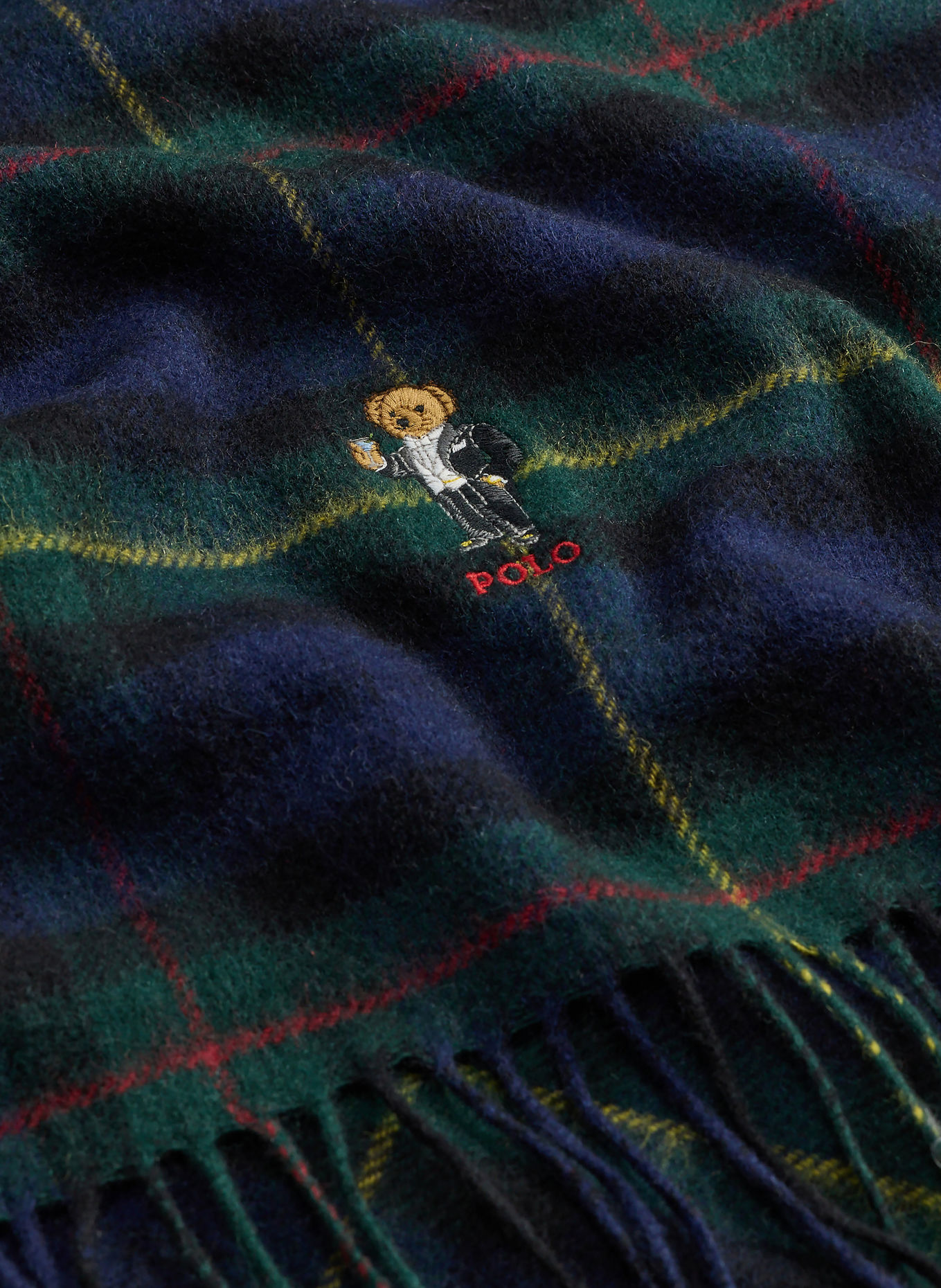 POLO RALPH LAUREN Sada: Čepice a šála z kašmíru: TMAVĚ MODRÁ / TMAVĚ ZELENÁ / ČERNÁ
