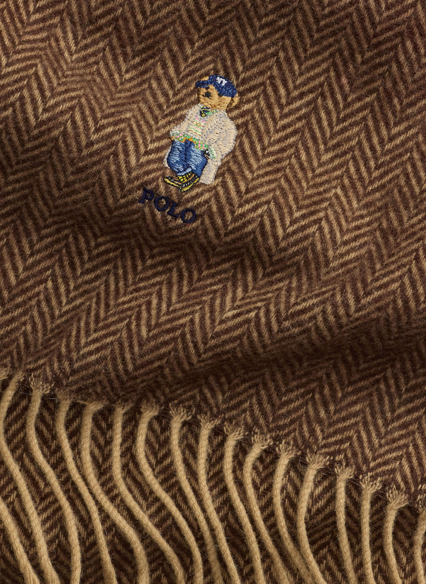 POLO RALPH LAUREN Set: Hat and Scarf: BROWN / CAMEL
