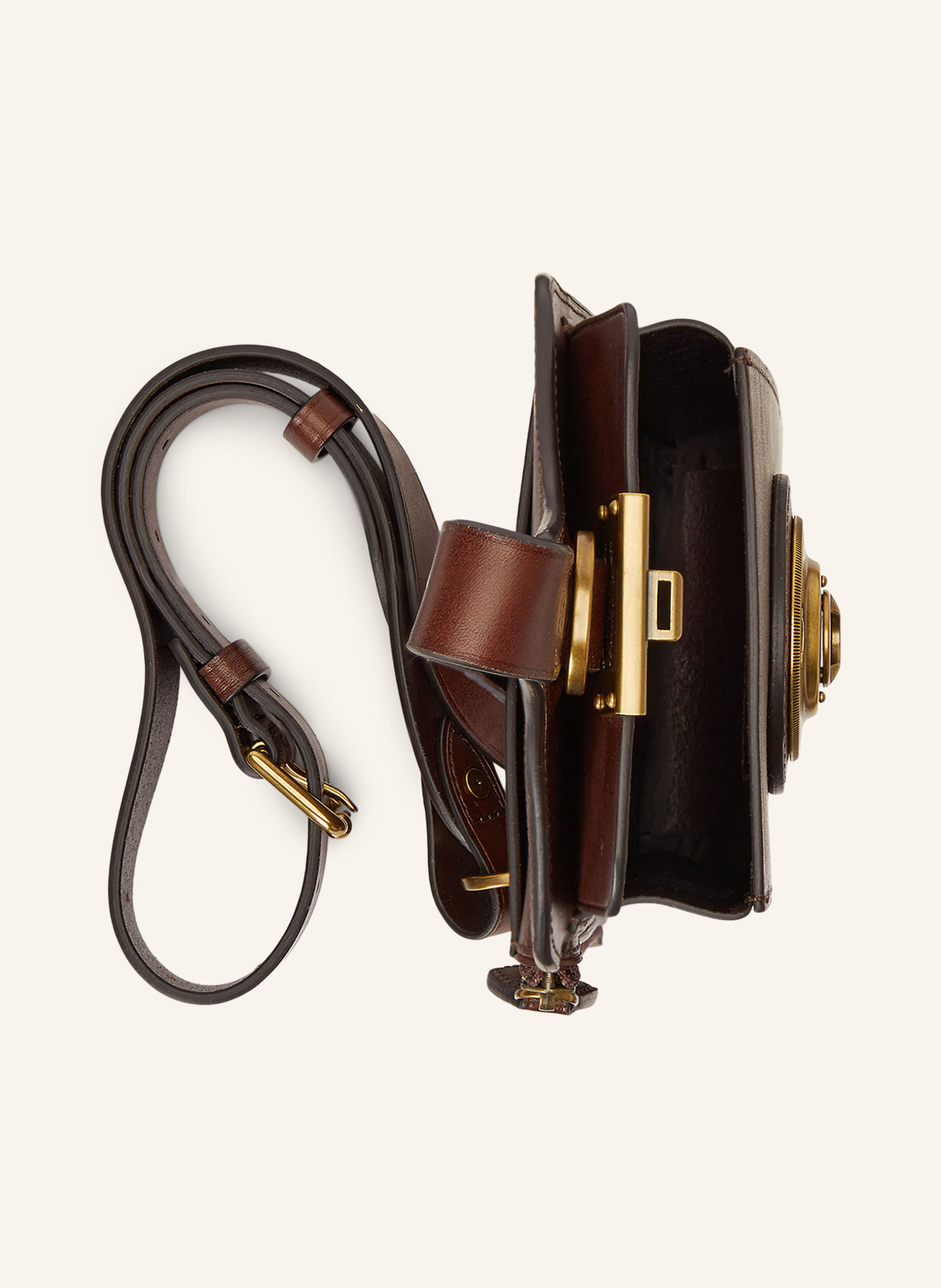 POLO RALPH LAUREN Schoudertas: MARRON FONCÉ / GOUD