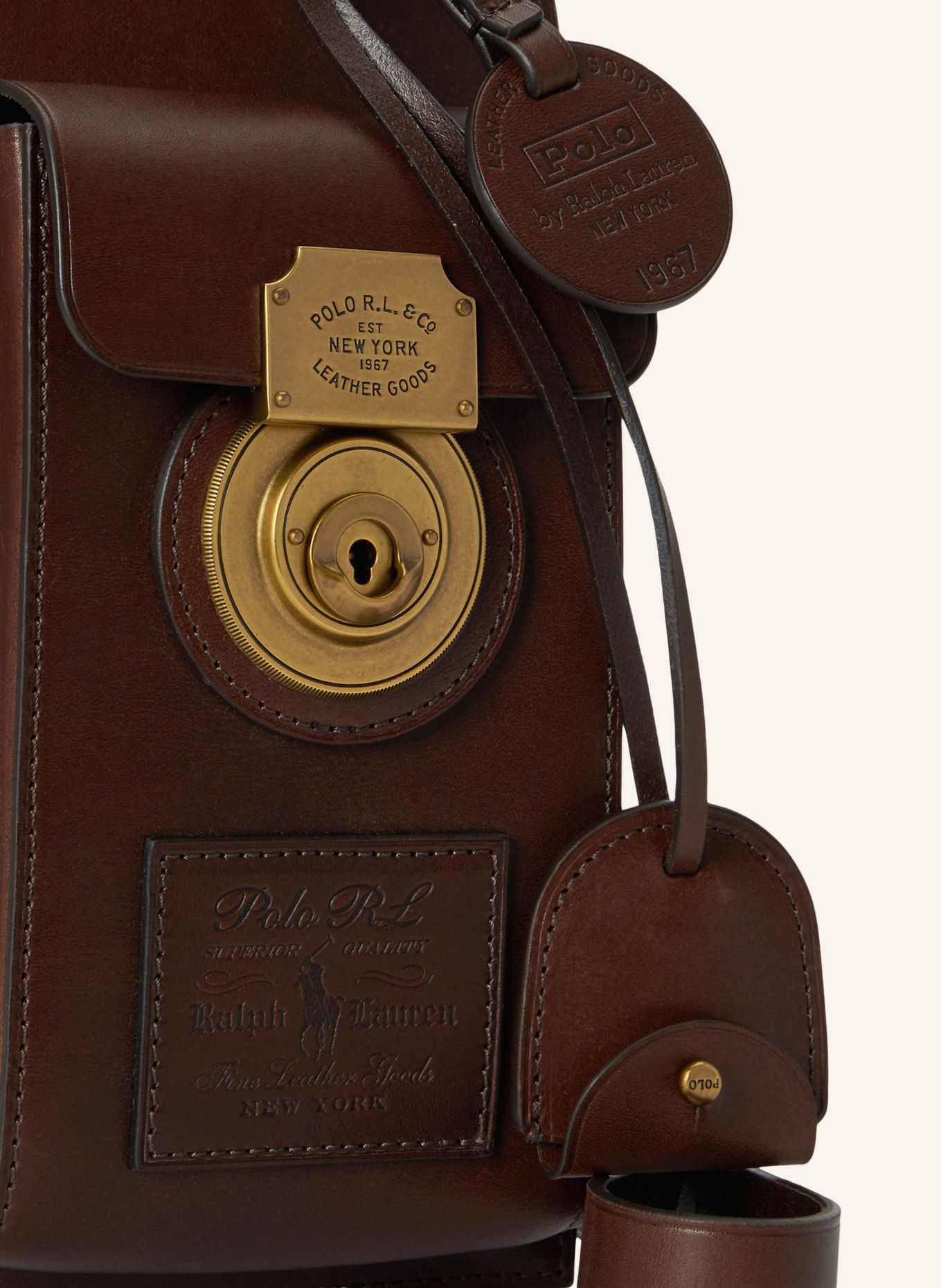 POLO RALPH LAUREN Schoudertas: MARRON FONCÉ / GOUD